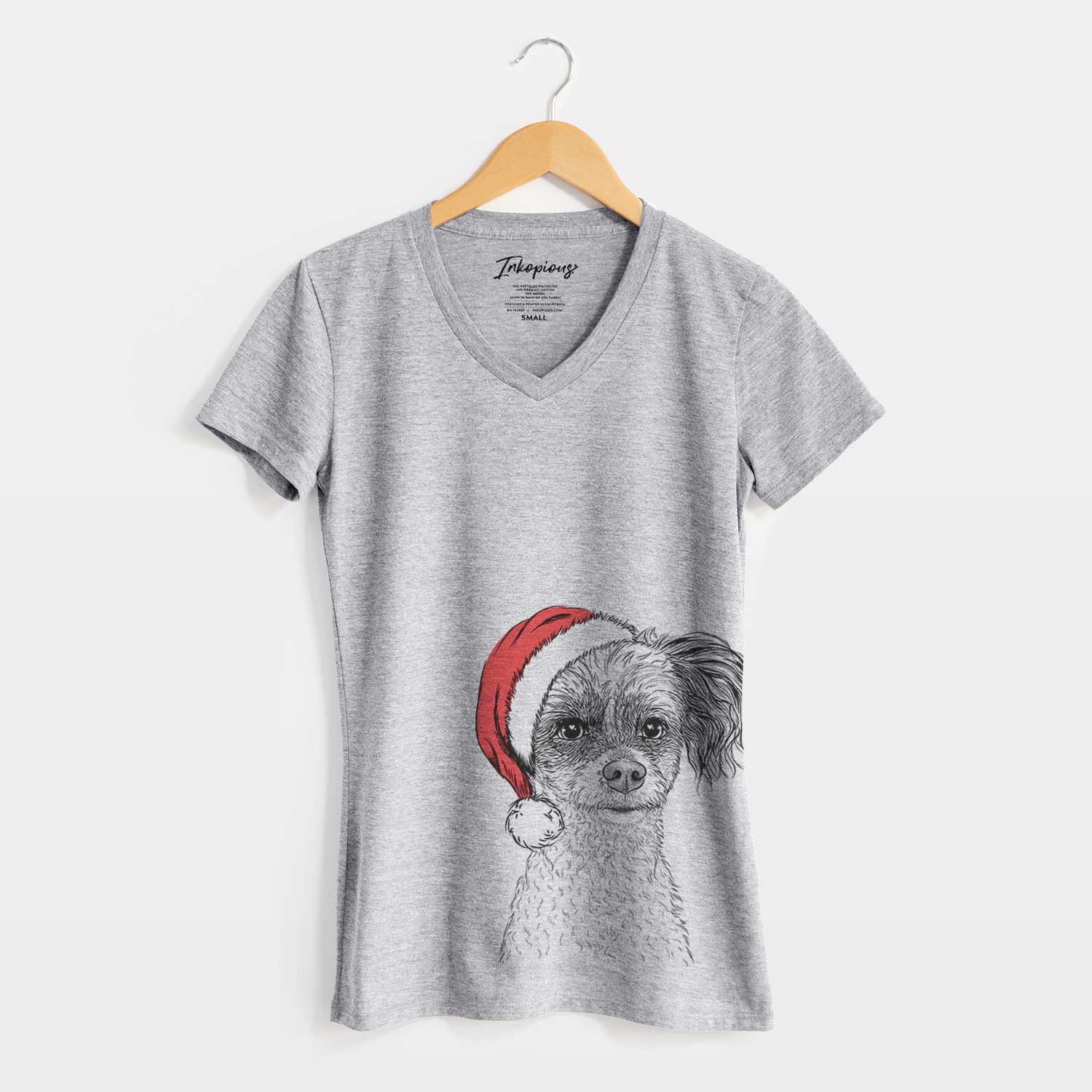 Santa Finley Beth the Papillon Mix - Women's V-neck Shirt
