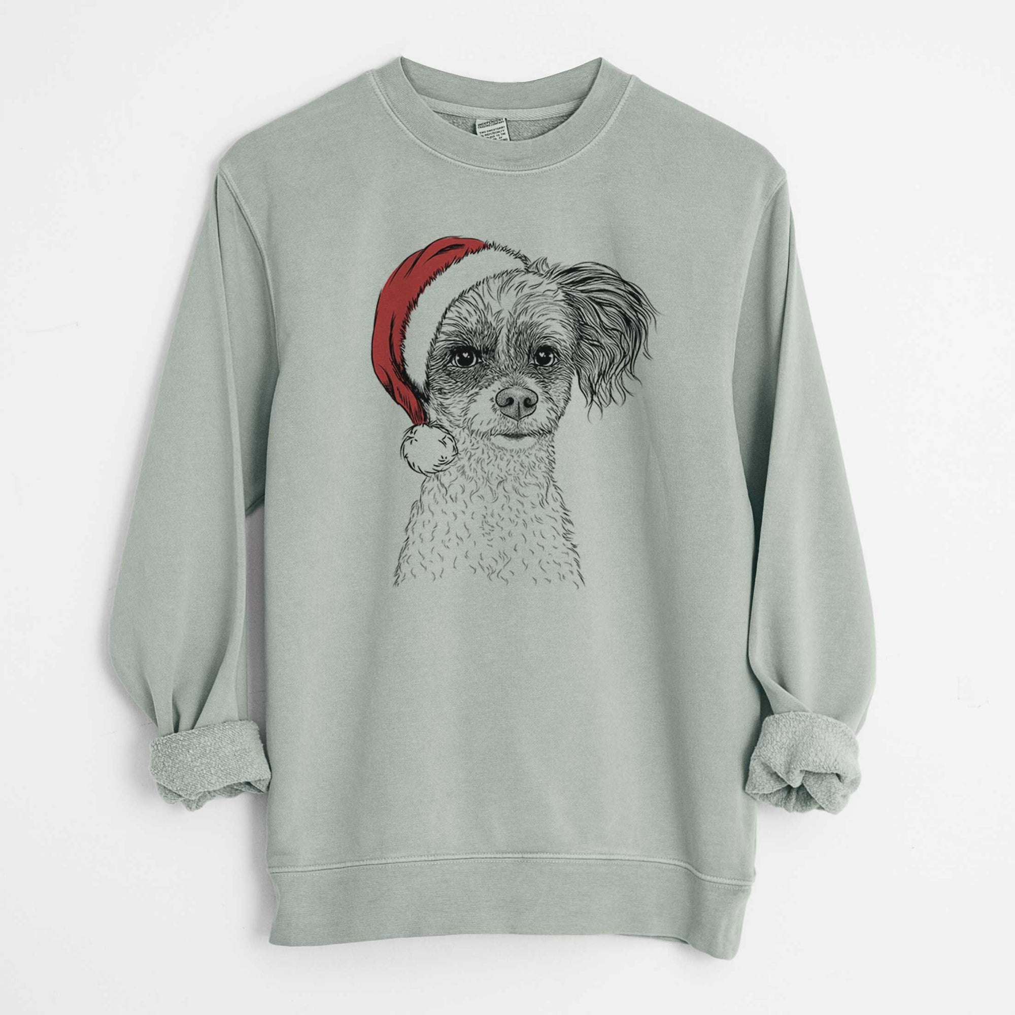 Santa Finley the Papillon Mix - Unisex Pigment Dyed Crew Sweatshirt