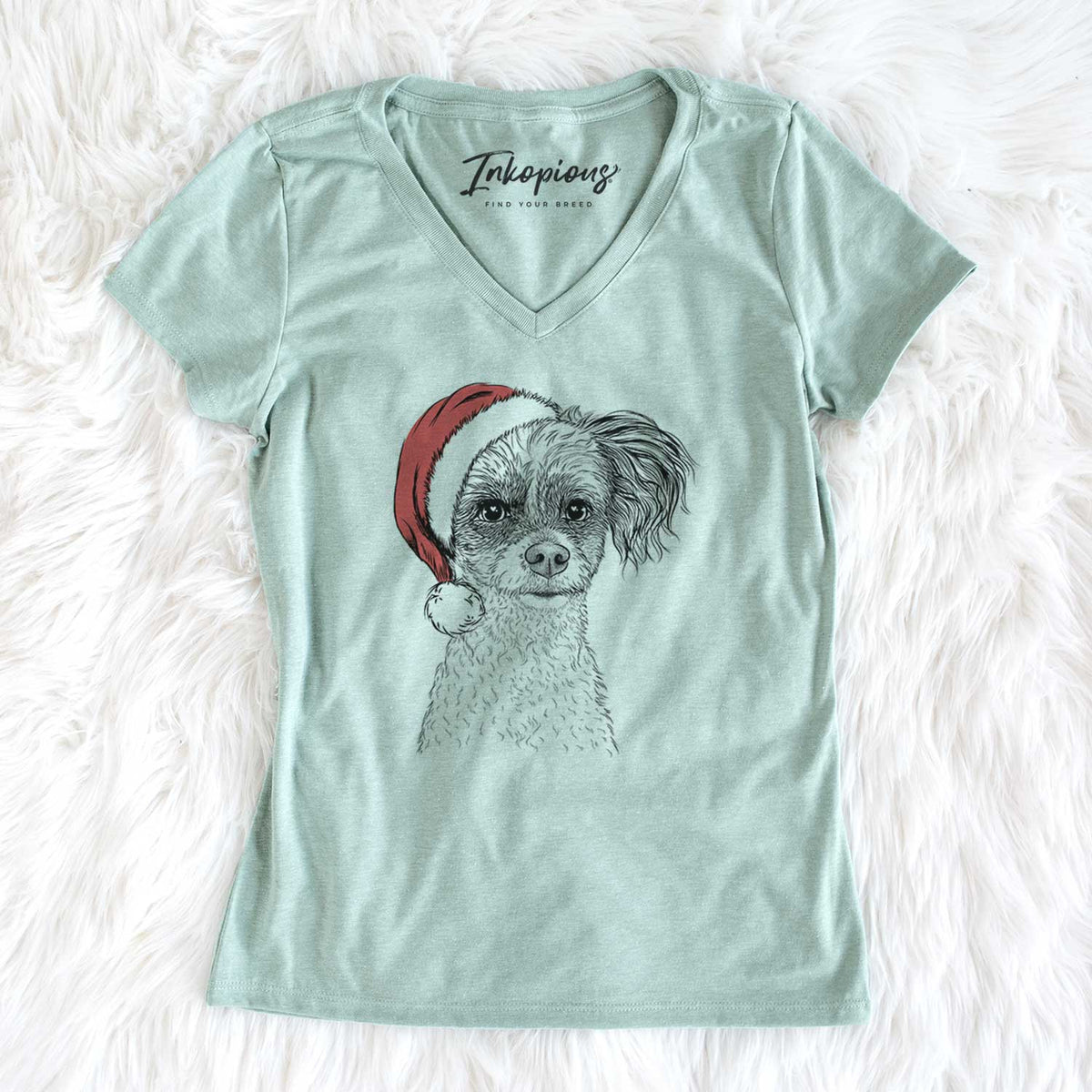 Santa Finley Beth the Papillon Mix - Women's V-neck Shirt