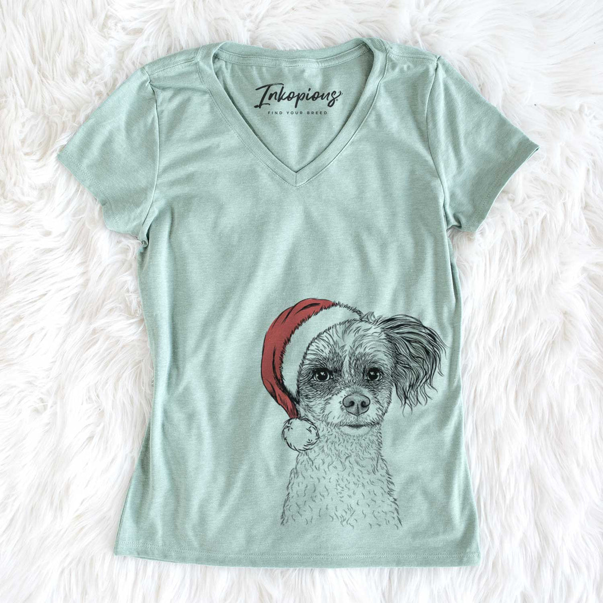 Santa Finley Beth the Papillon Mix - Women&#39;s V-neck Shirt