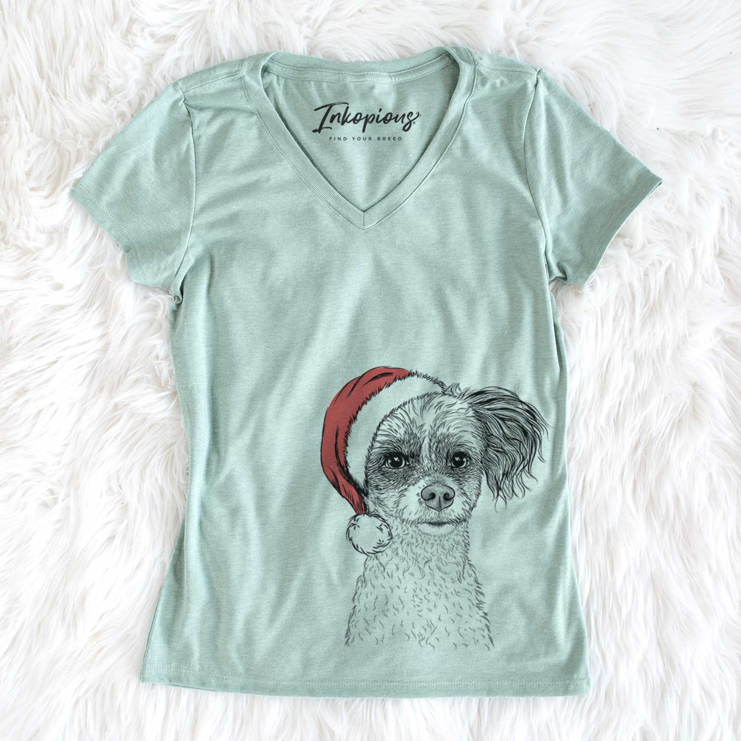Santa Finley Beth the Papillon Mix - Women's V-neck Shirt