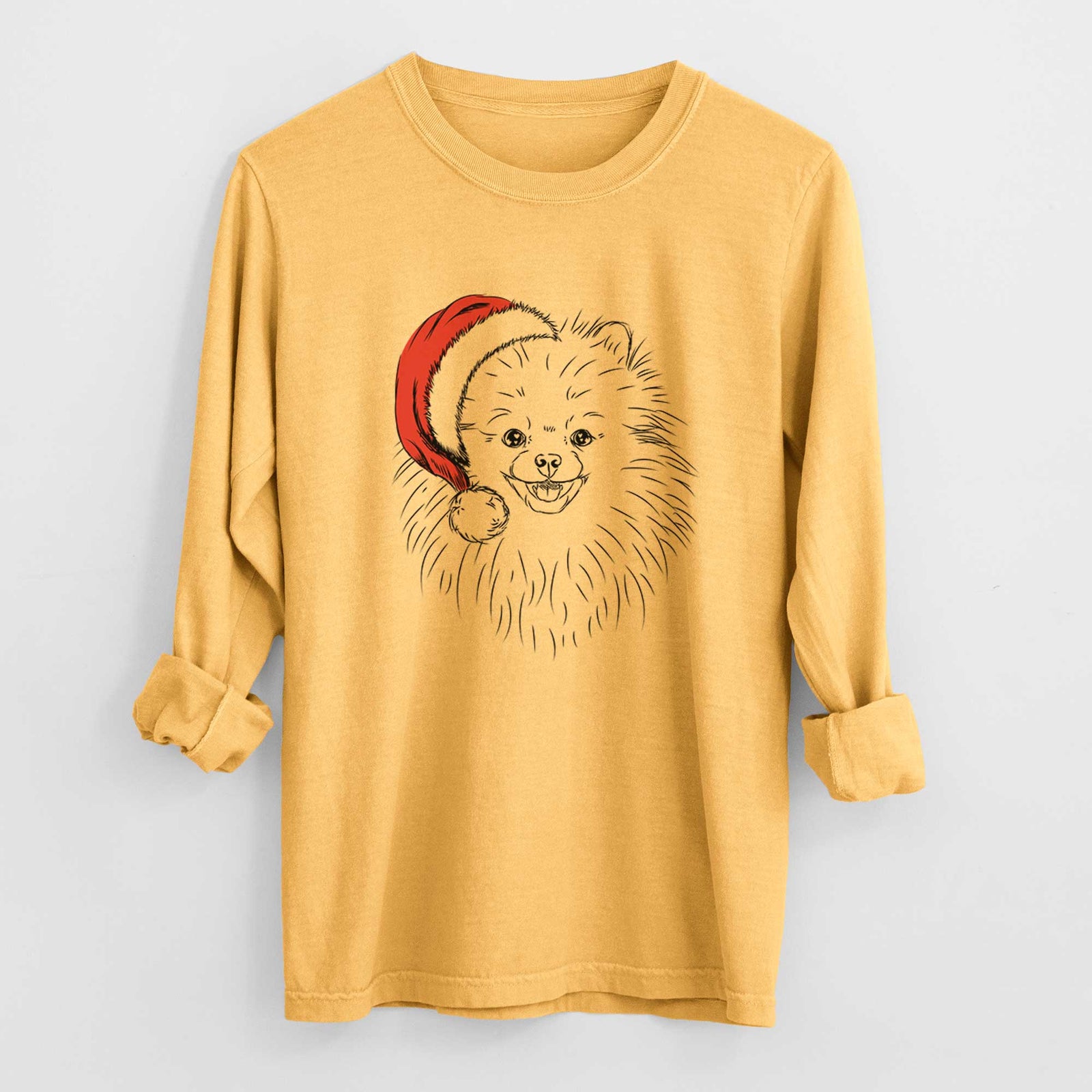 Santa Finn the Pomeranian - Heavyweight 100% Cotton Long Sleeve