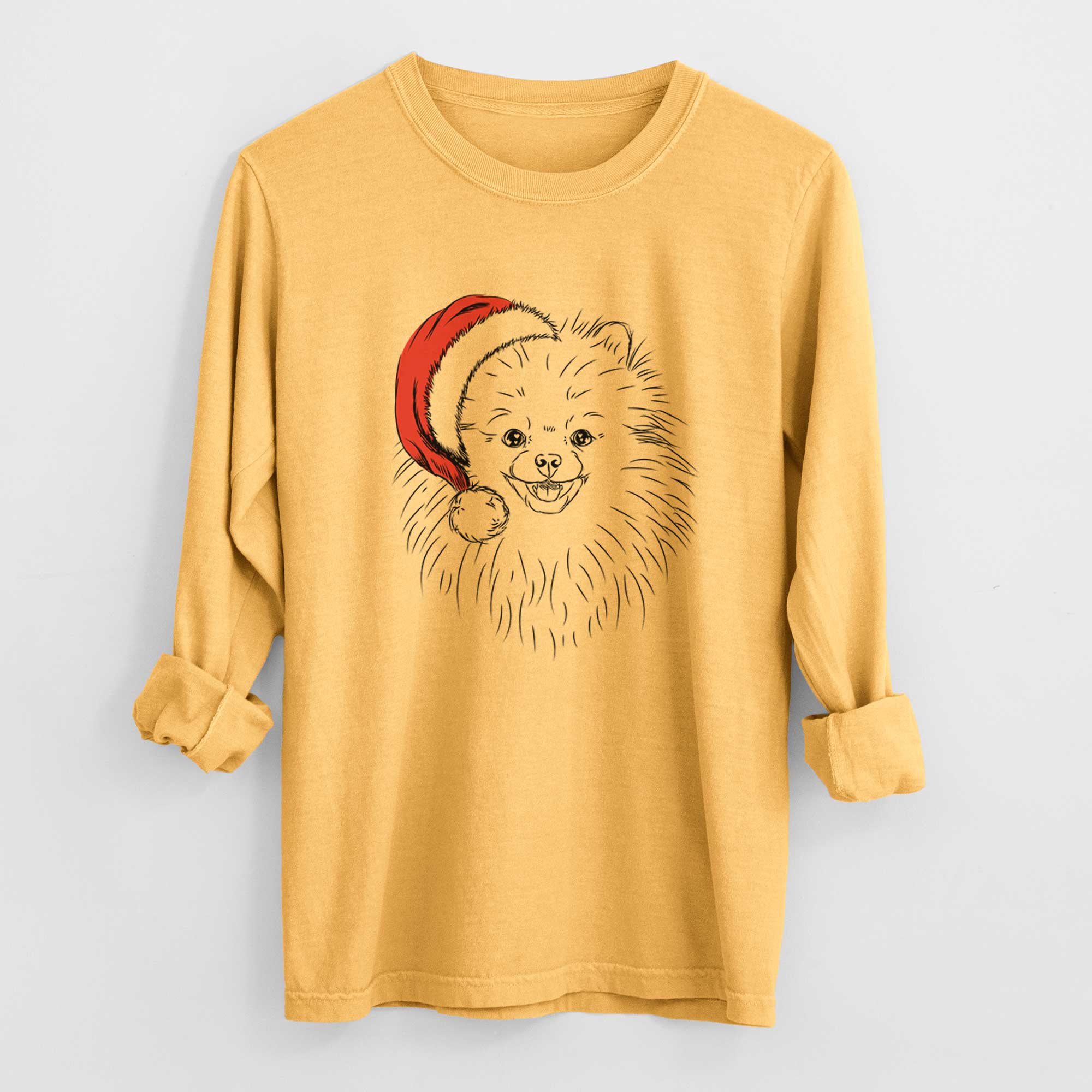Santa Finn the Pomeranian - Heavyweight 100% Cotton Long Sleeve