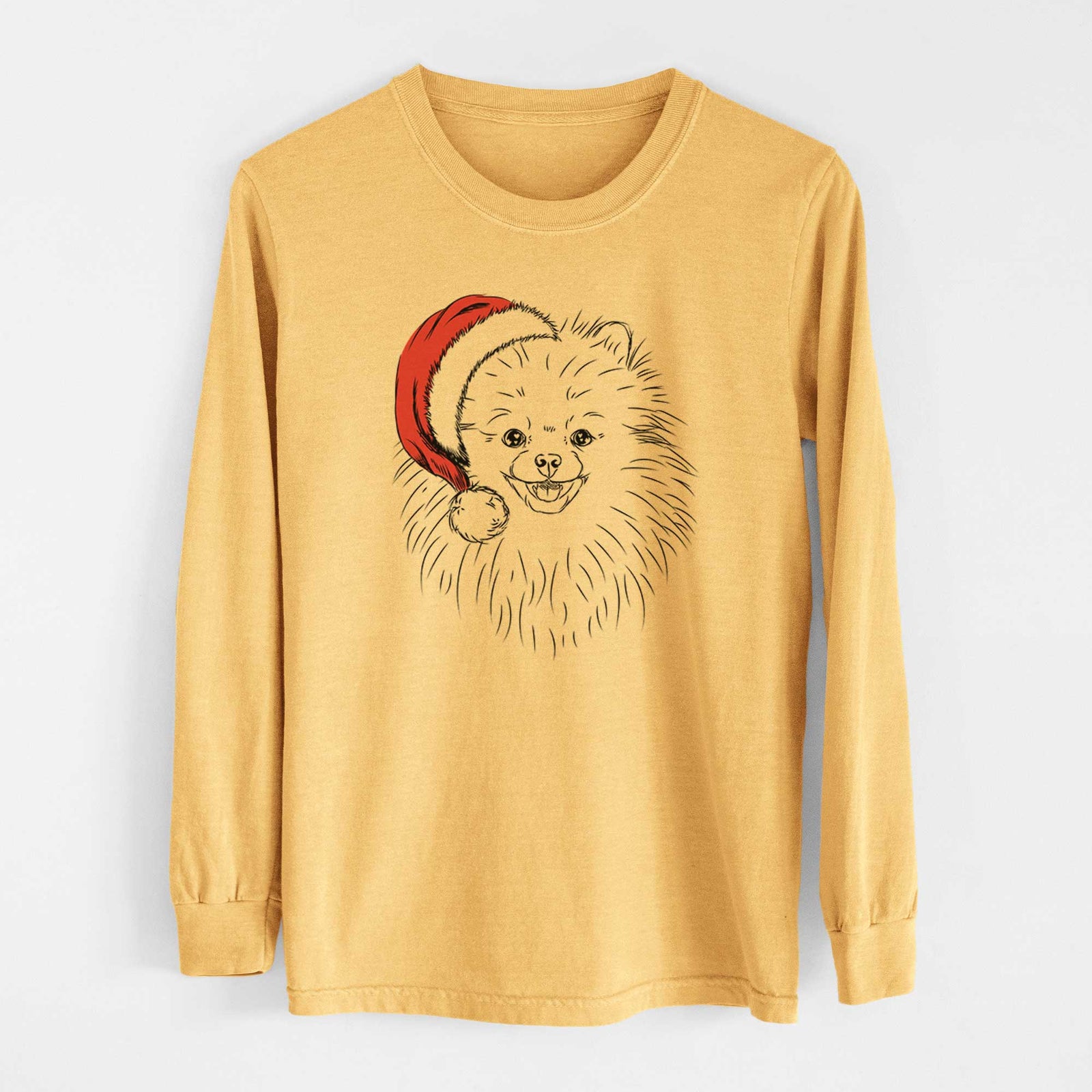 Santa Finn the Pomeranian - Heavyweight 100% Cotton Long Sleeve