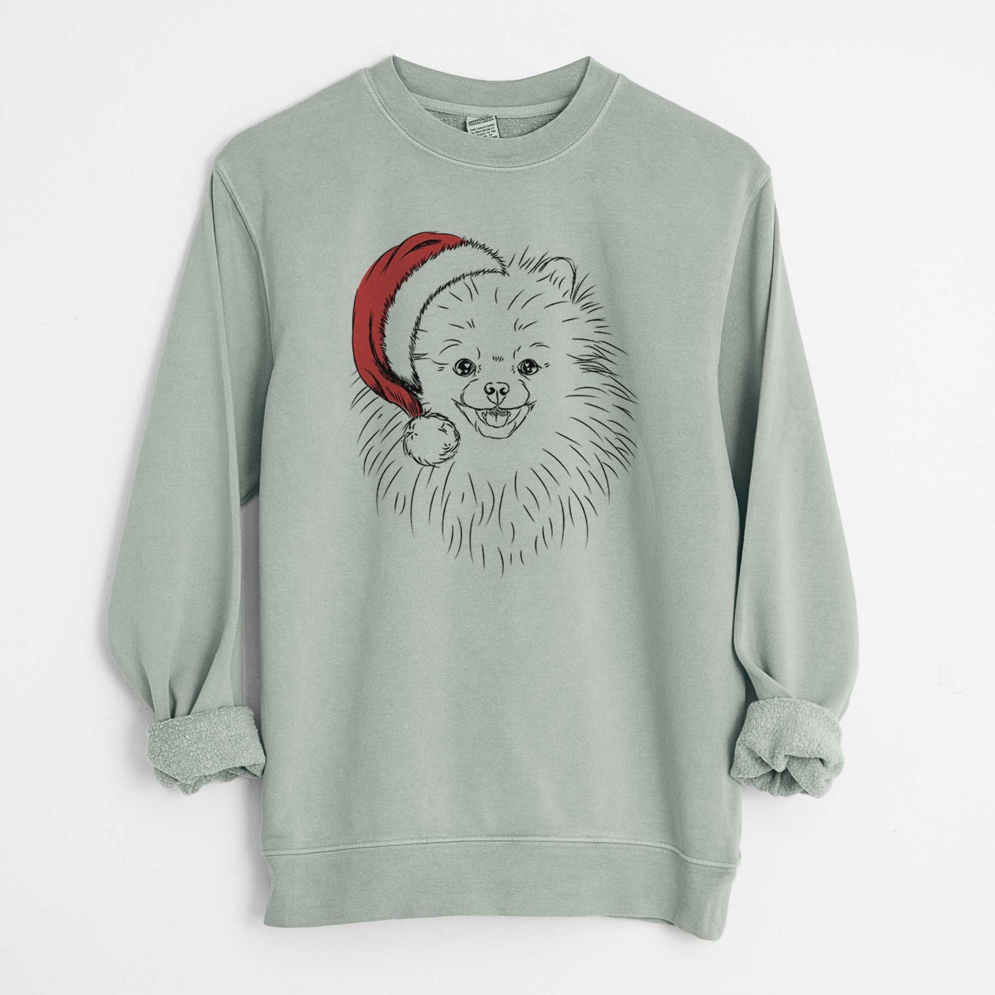 Santa Finn the Pomeranian - Unisex Pigment Dyed Crew Sweatshirt