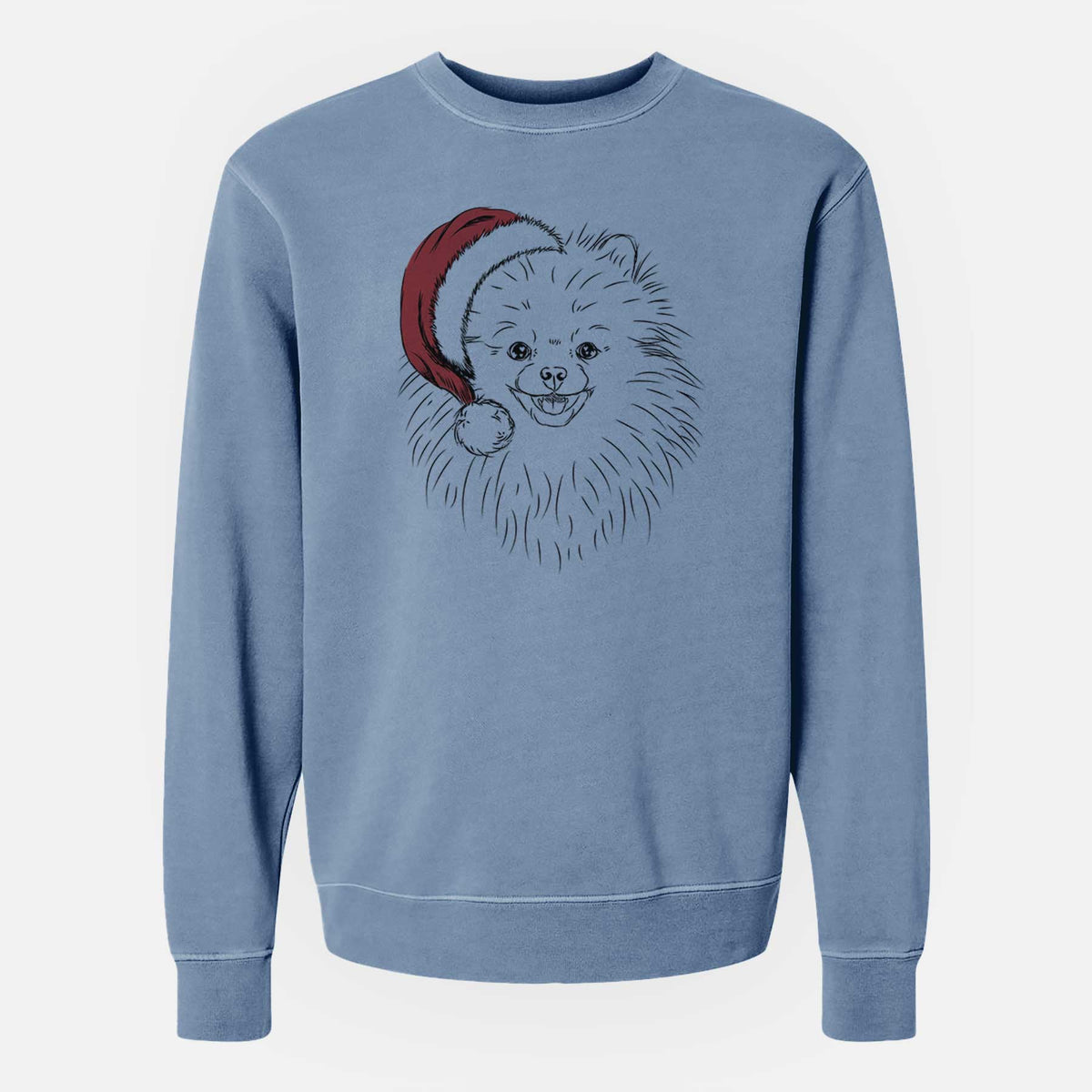 Santa Finn the Pomeranian - Unisex Pigment Dyed Crew Sweatshirt