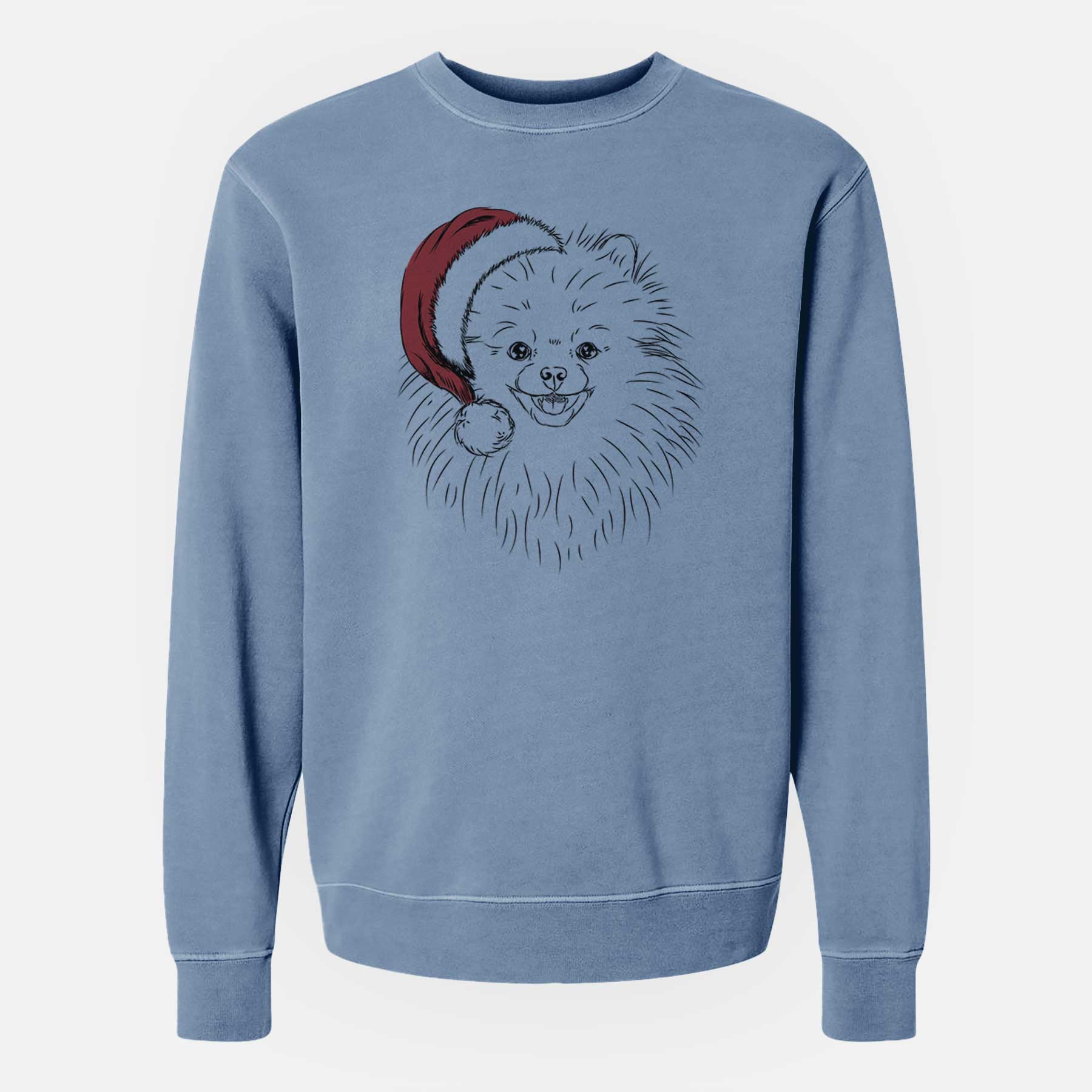 Santa Finn the Pomeranian - Unisex Pigment Dyed Crew Sweatshirt