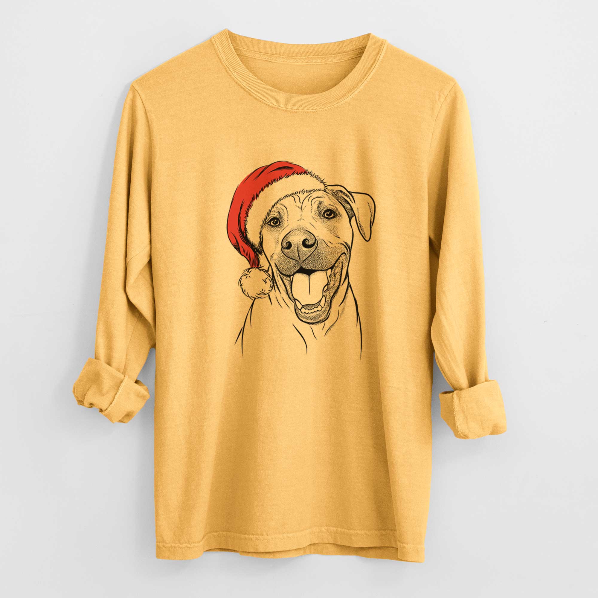 Santa Finn the Hound Mix - Heavyweight 100% Cotton Long Sleeve
