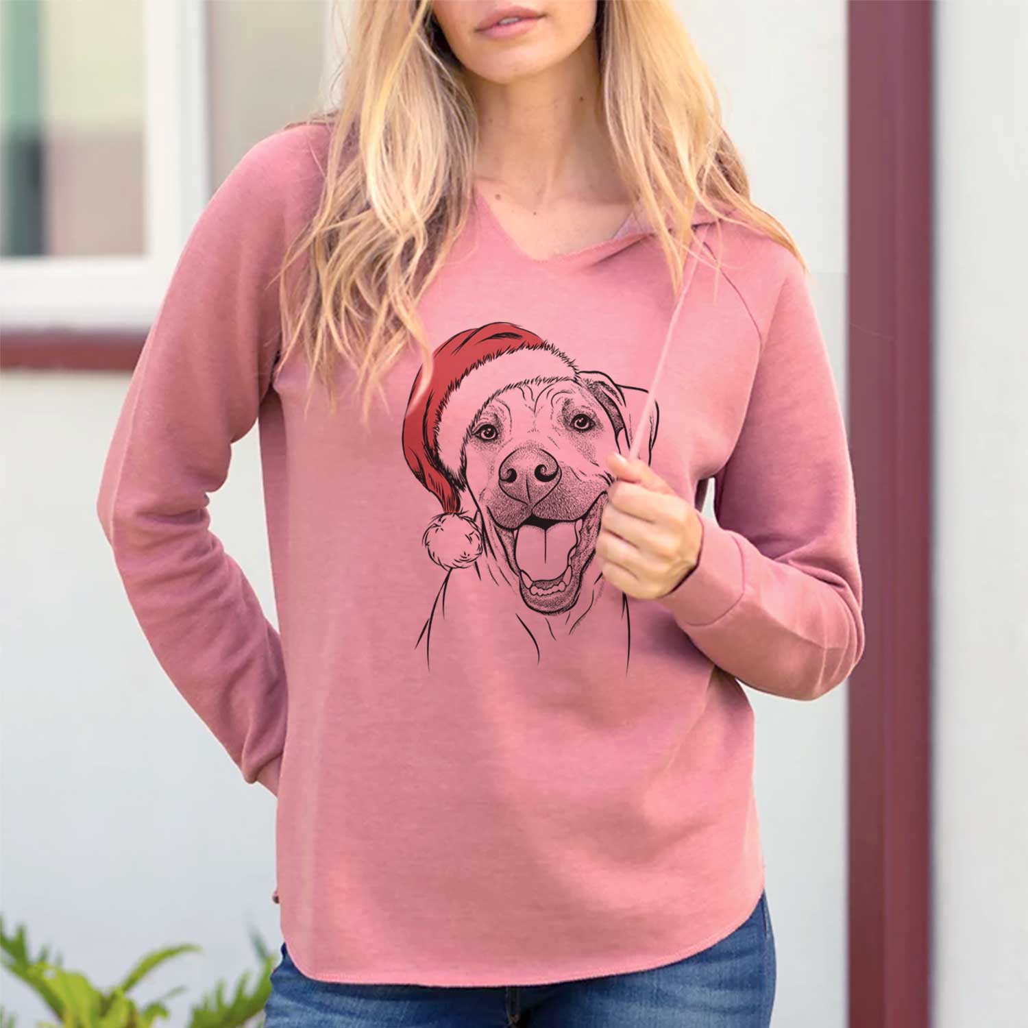 Santa Finn the Hound Mix - Cali Wave Hooded Sweatshirt