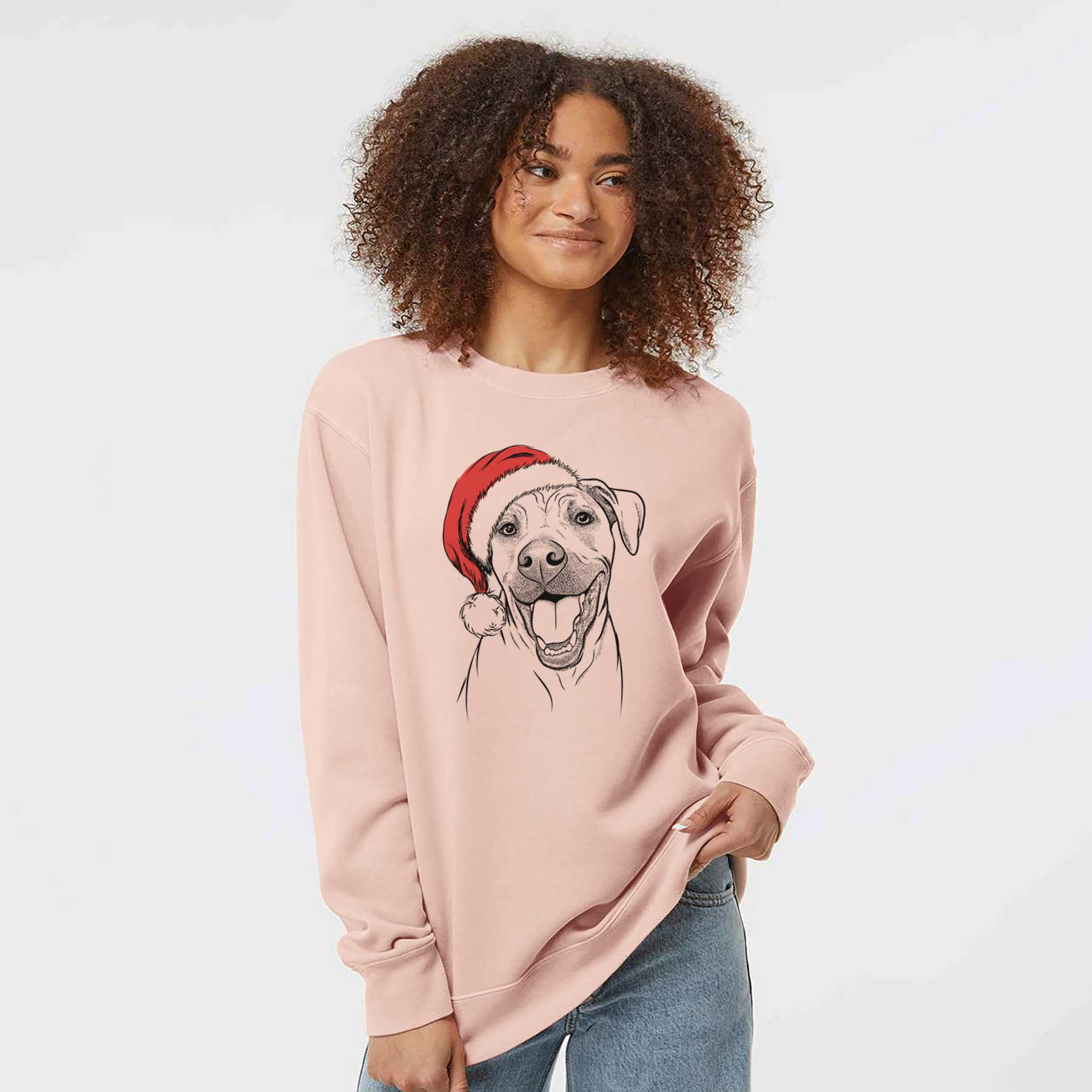 Santa Finn the Hound Mix - Unisex Pigment Dyed Crew Sweatshirt