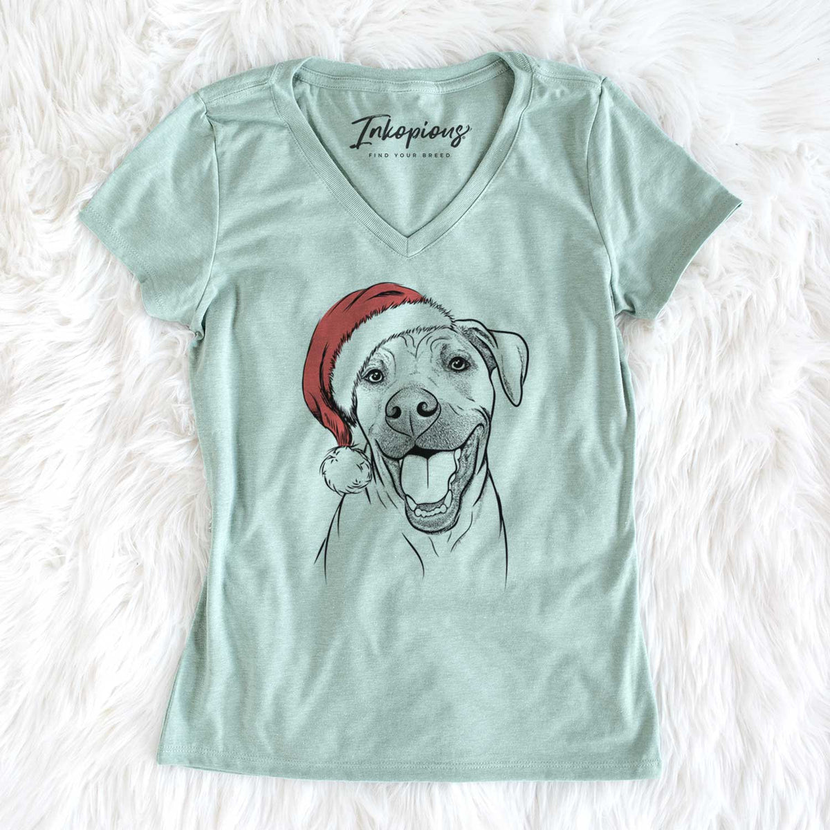 Santa Finn the Hound Mix - Women's V-neck Shirt