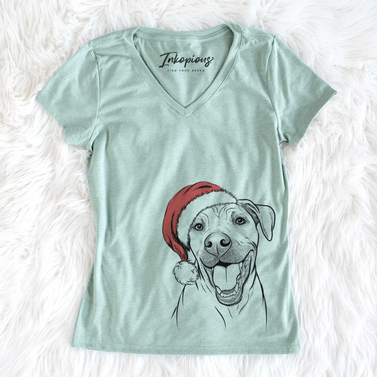 Santa Finn the Hound Mix - Women's V-neck Shirt