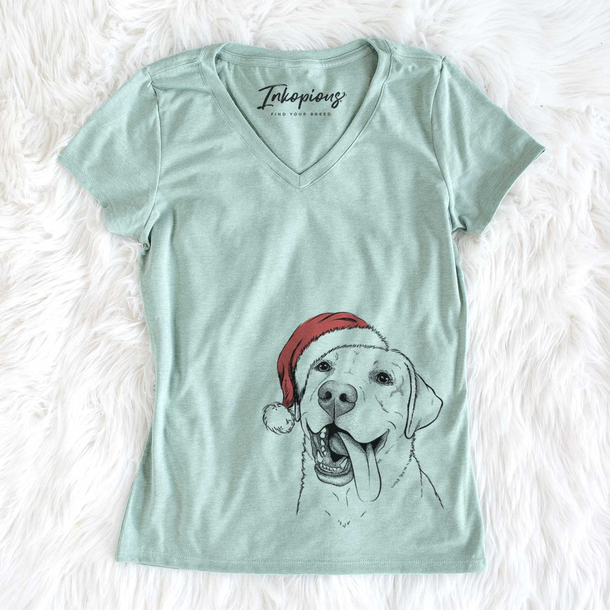 Santa Finn the Labrador Retriever - Women&#39;s V-neck Shirt