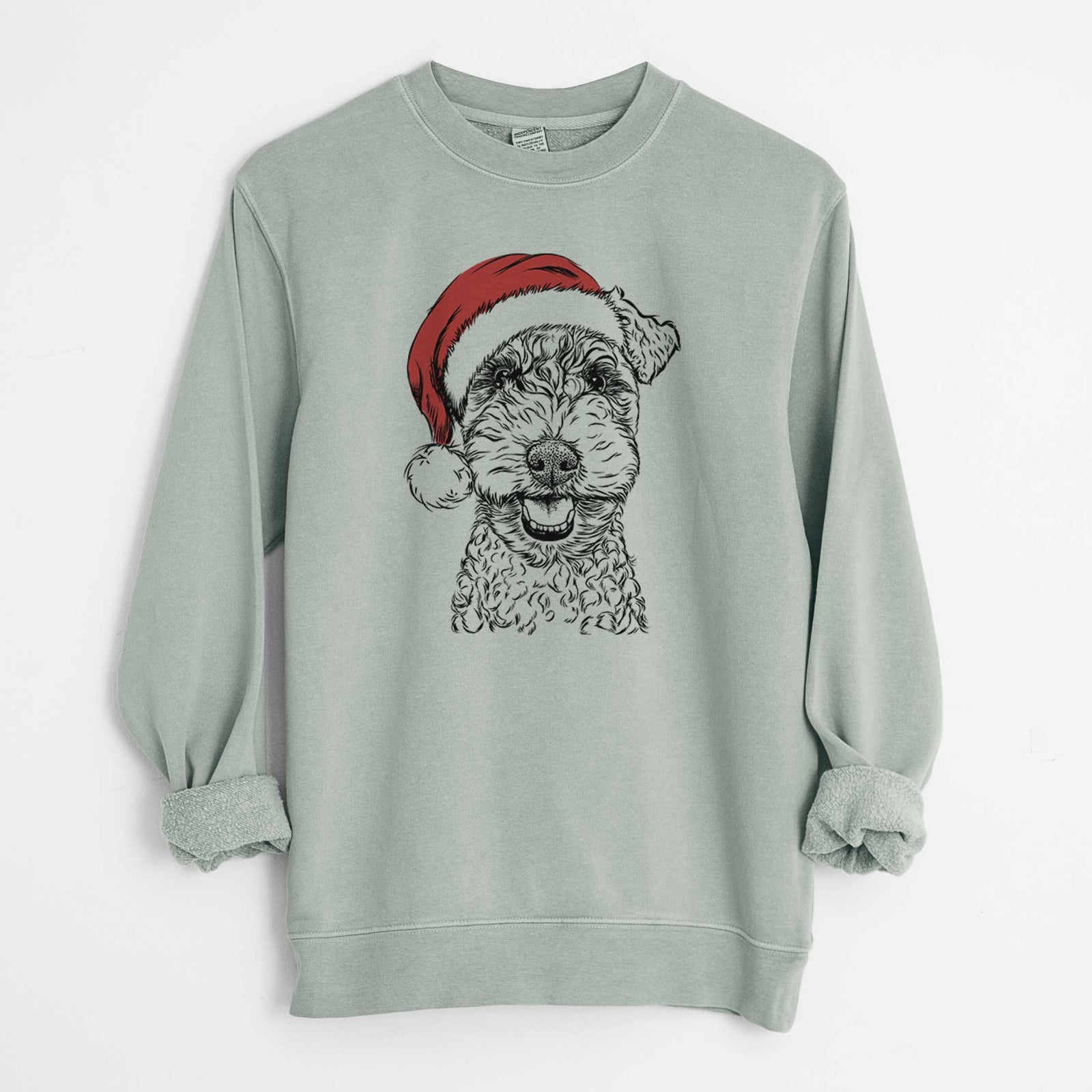 Santa Fintan the Irish Troodle - Unisex Pigment Dyed Crew Sweatshirt