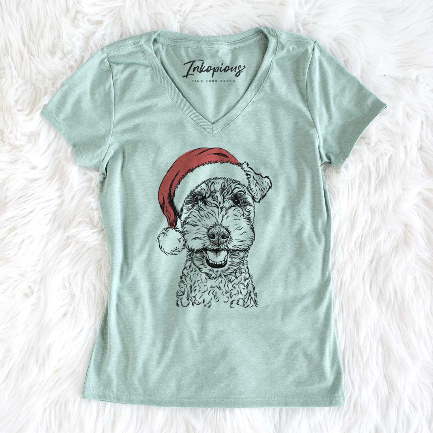 Santa Fintan the Irish Troodle - Women's V-neck Shirt