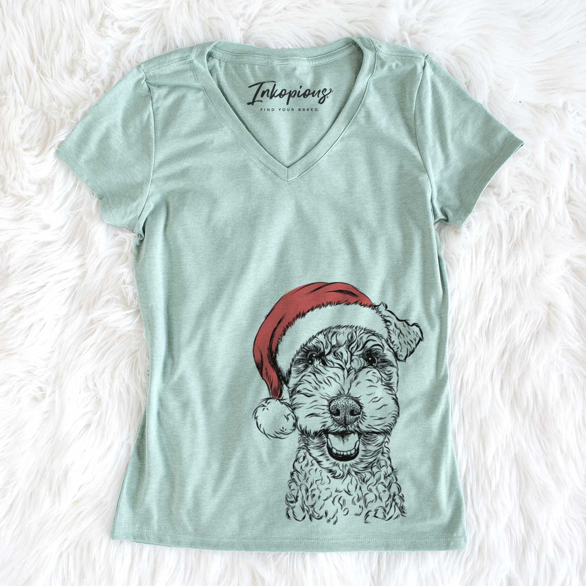 Santa Fintan the Irish Troodle - Women&#39;s V-neck Shirt