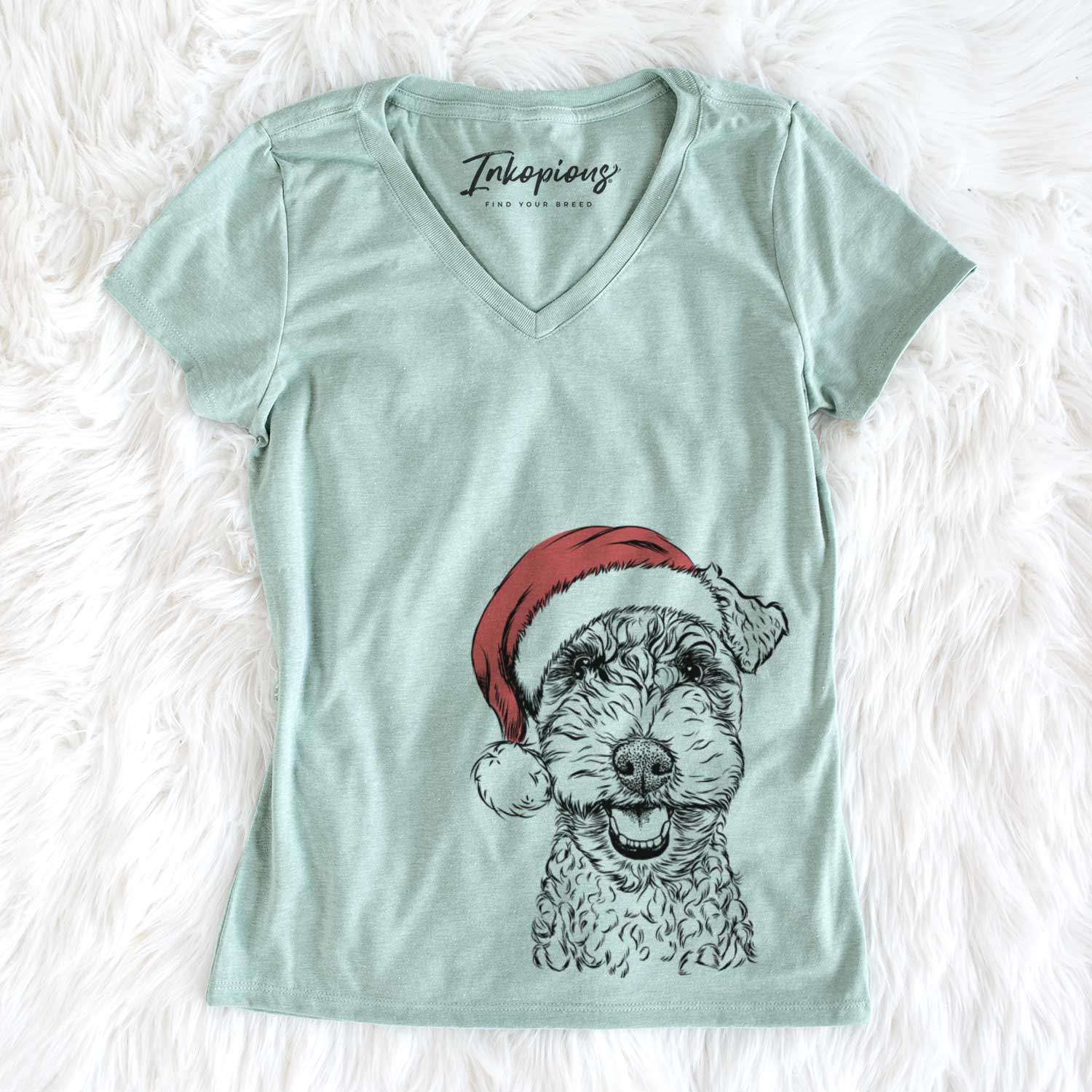 Santa Fintan the Irish Troodle - Women's V-neck Shirt