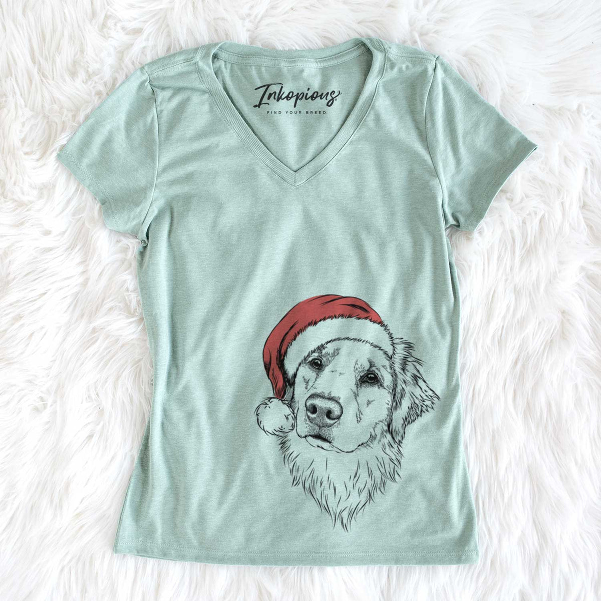 Santa Fiona the Golden Retriever - Women&#39;s V-neck Shirt