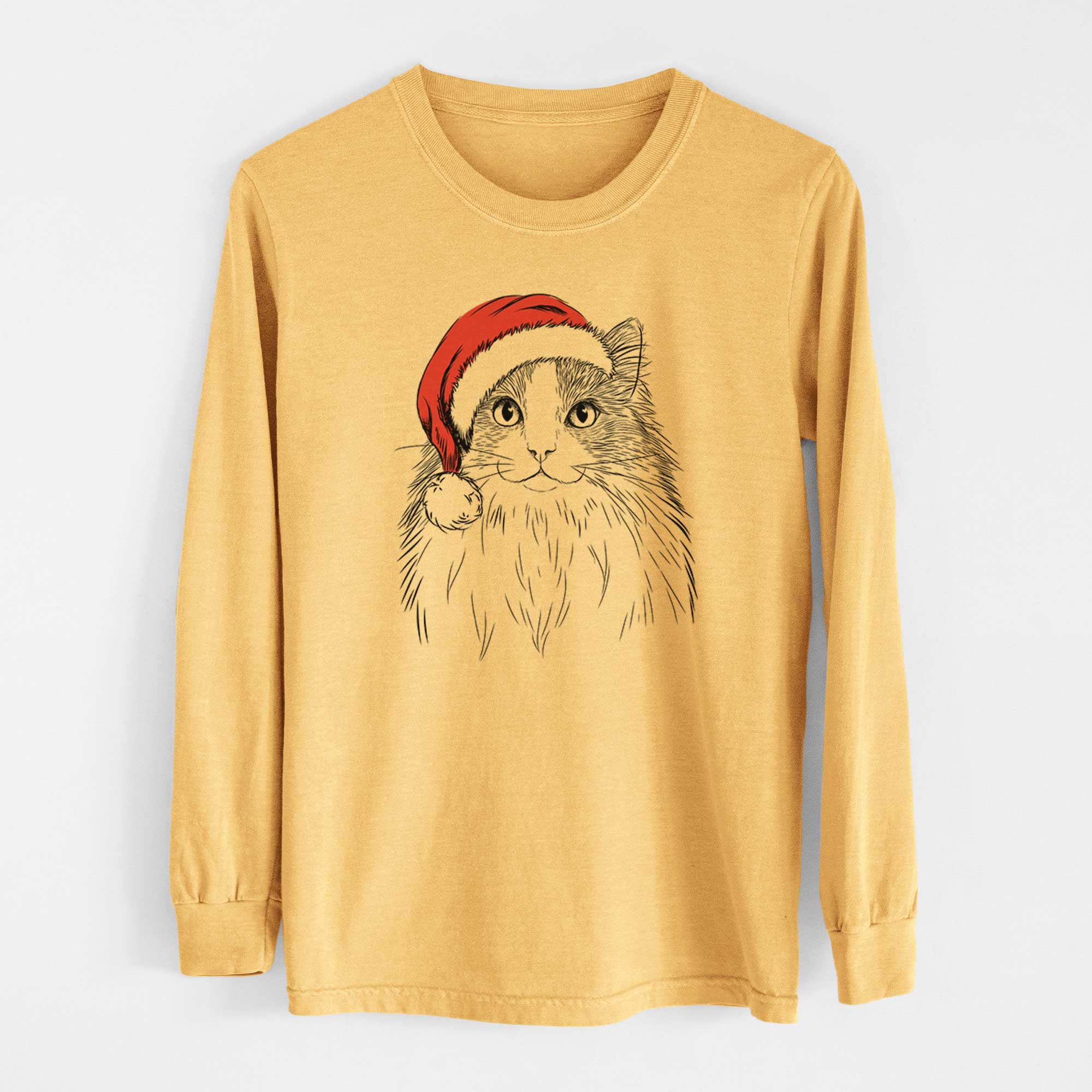 Santa Fiona the Ragdoll Cat - Heavyweight 100% Cotton Long Sleeve