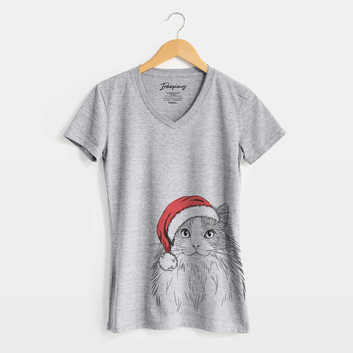 Santa Fiona the Ragdoll Cat - Women's V-neck Shirt