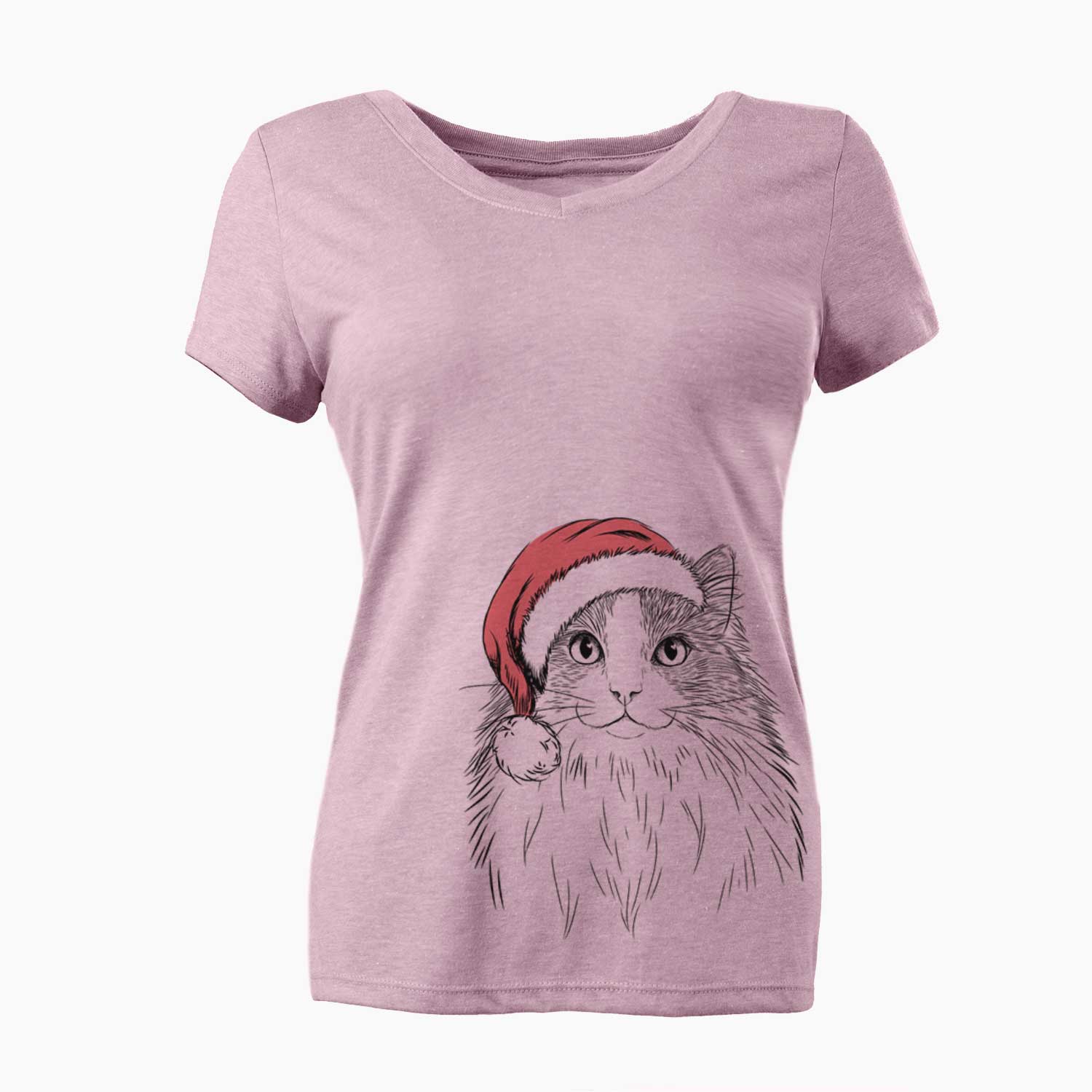 Santa Fiona the Ragdoll Cat - Women's V-neck Shirt