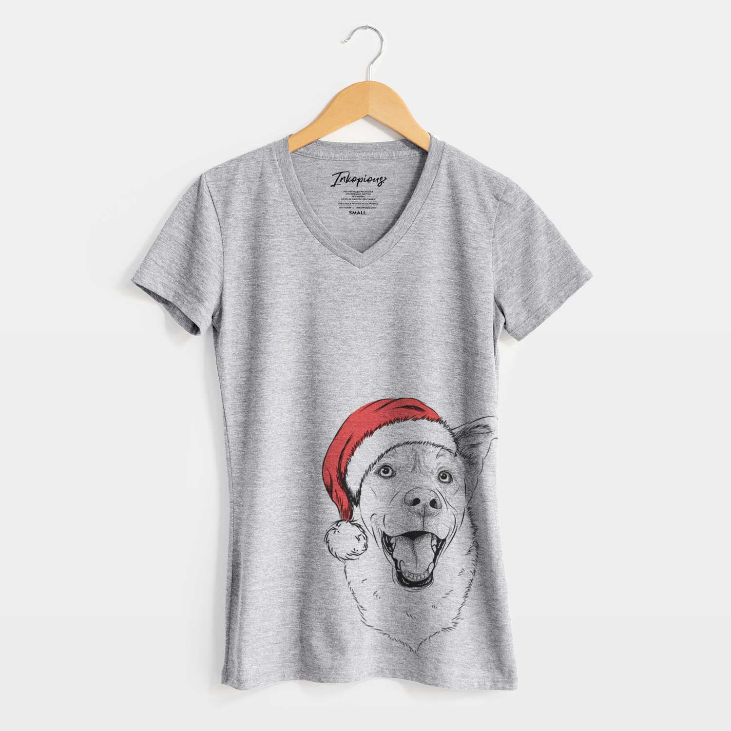 Santa Fira the Saint Bernard Husky Mix - Women's V-neck Shirt