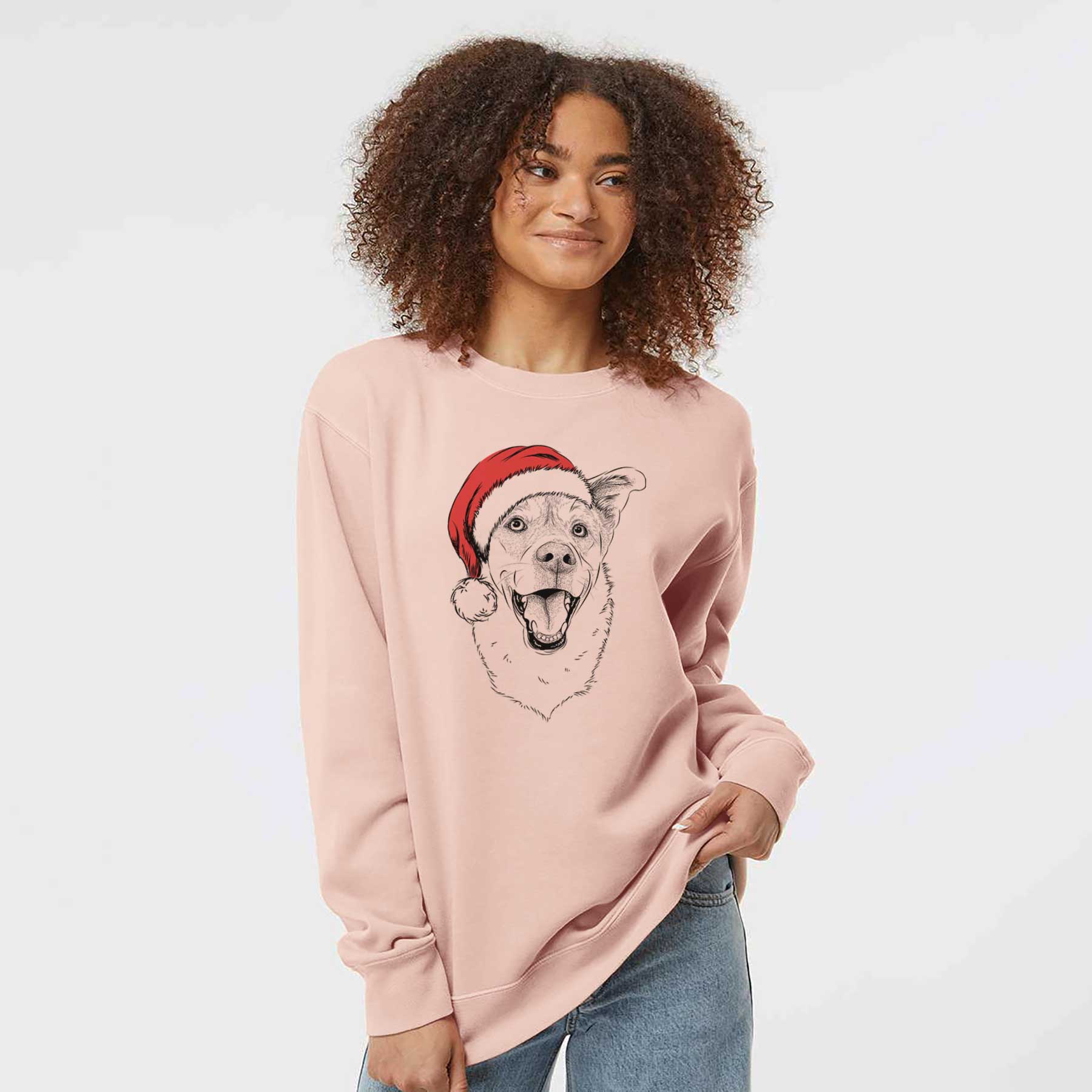 Santa Fira the Saint Bernard Husky Mix - Unisex Pigment Dyed Crew Sweatshirt