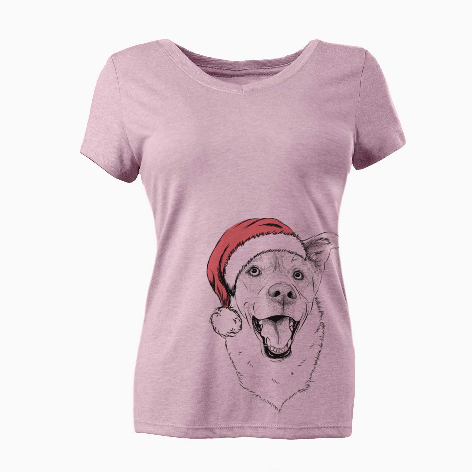 Santa Fira the Saint Bernard Husky Mix - Women's V-neck Shirt