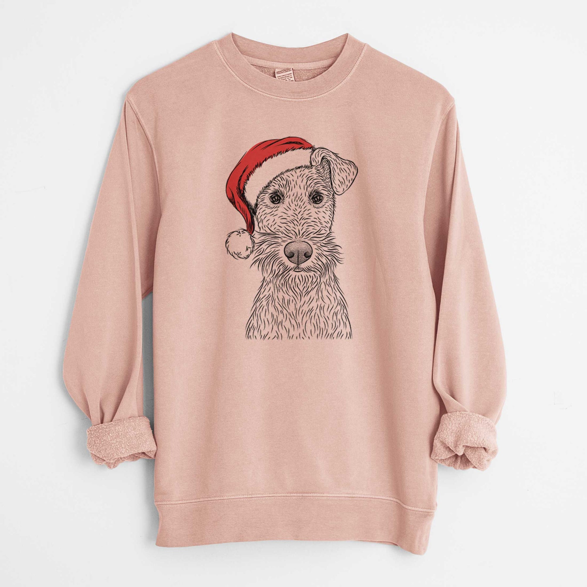 Santa Fitz the Wire Fox Terrier - Unisex Pigment Dyed Crew Sweatshirt