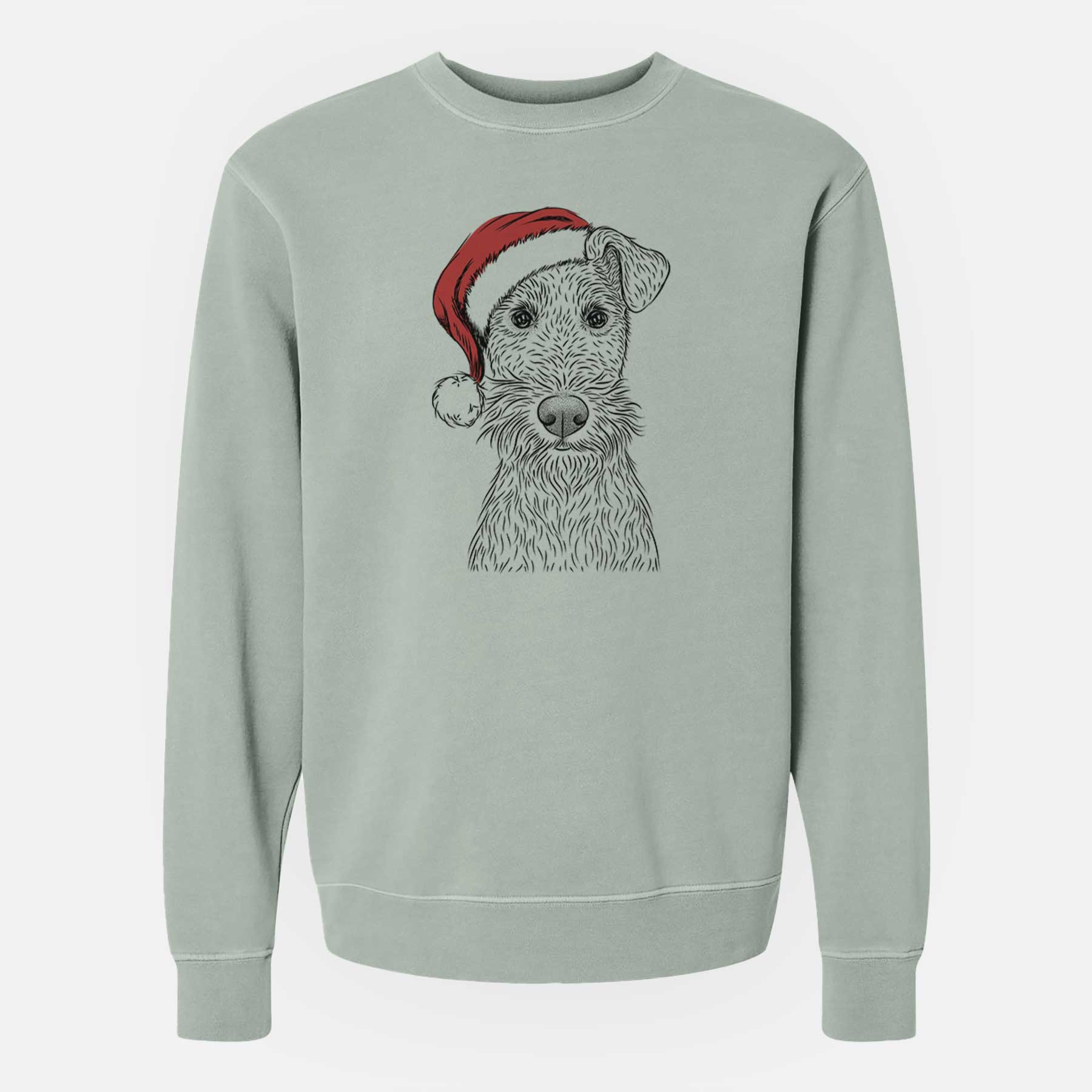 Santa Fitz the Wire Fox Terrier - Unisex Pigment Dyed Crew Sweatshirt