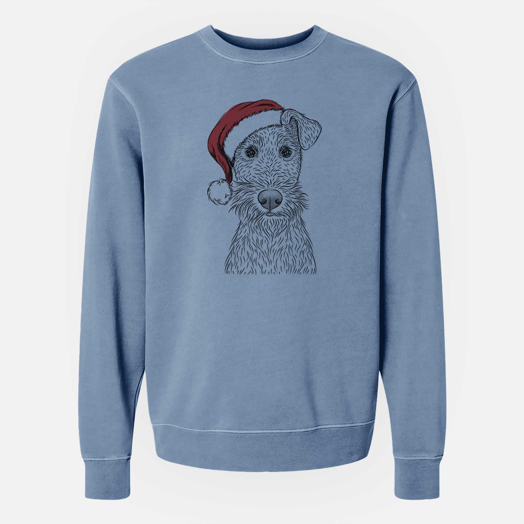 Santa Fitz the Wire Fox Terrier - Unisex Pigment Dyed Crew Sweatshirt