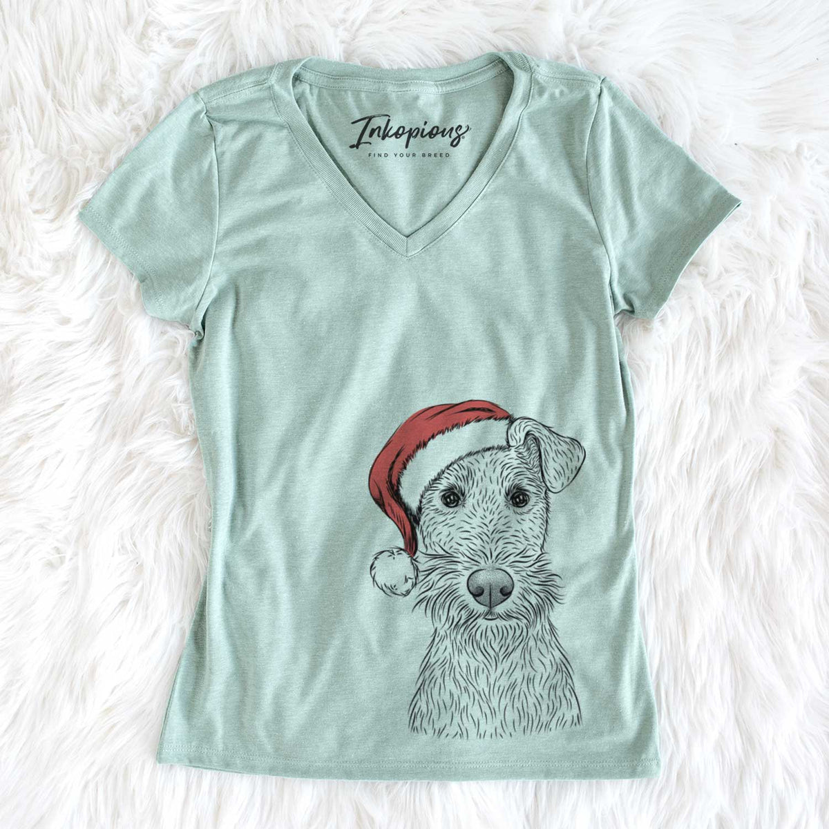 Santa Fitz the Wire Fox Terrier - Women&#39;s V-neck Shirt