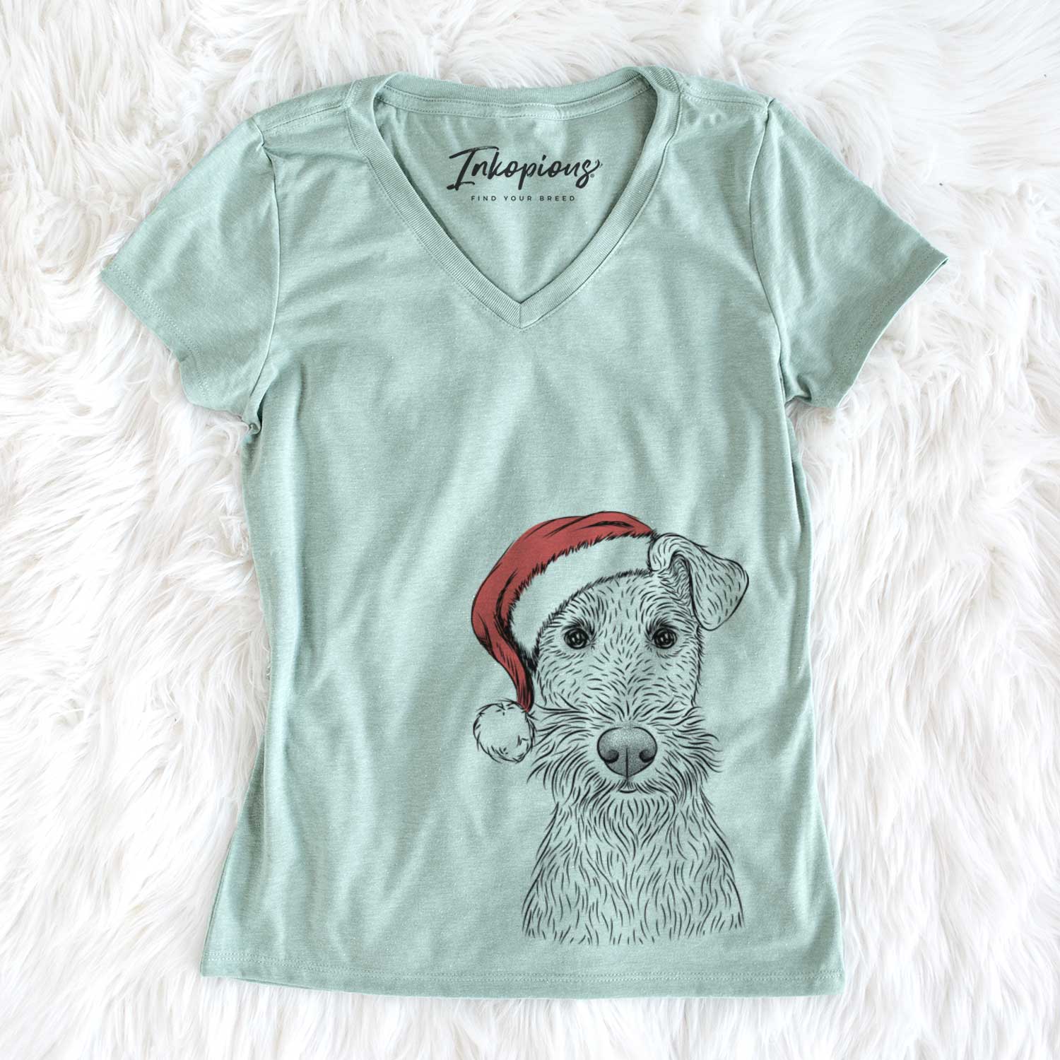 Santa Fitz the Wire Fox Terrier - Women's V-neck Shirt