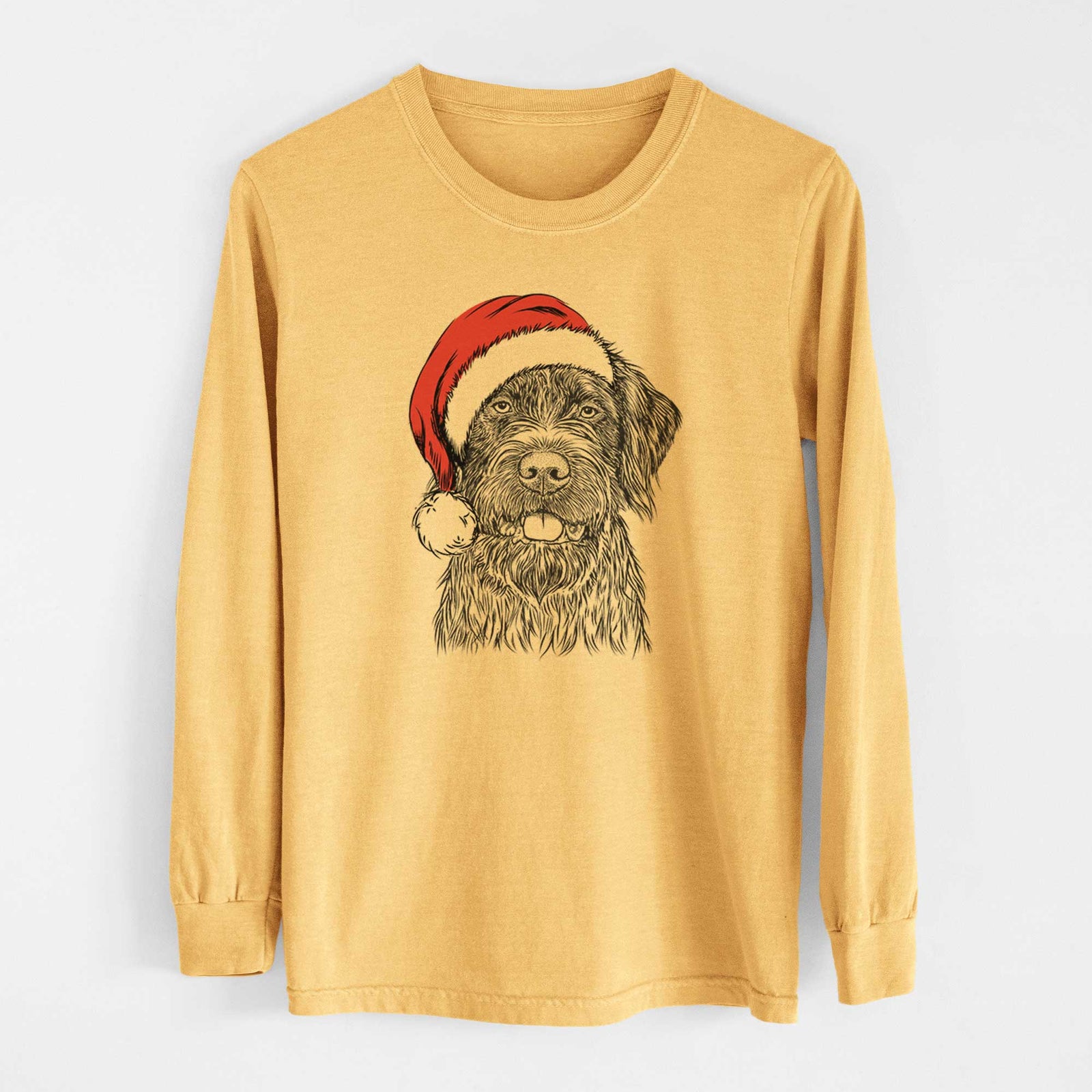 Santa Fletcher the Wirehaired Pointing Griffon - Heavyweight 100% Cotton Long Sleeve