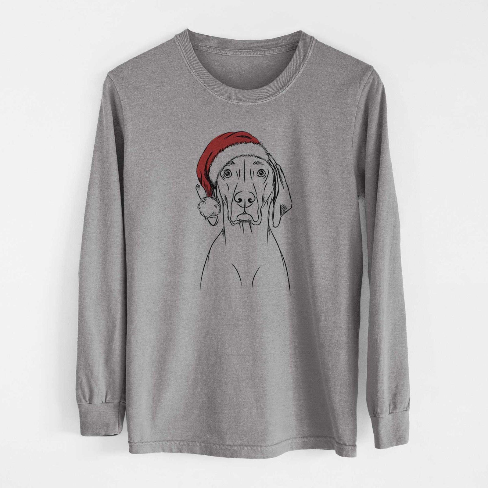 Santa Flint the Weimaraner - Heavyweight 100% Cotton Long Sleeve