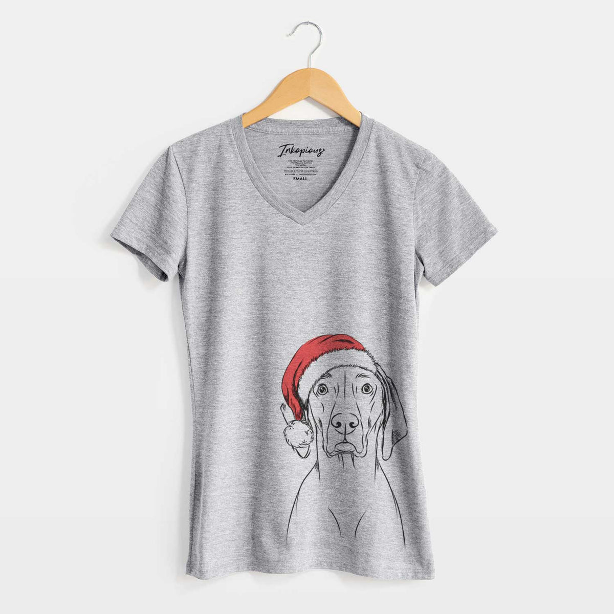 Santa Flint the Weimaraner - Women's V-neck Shirt