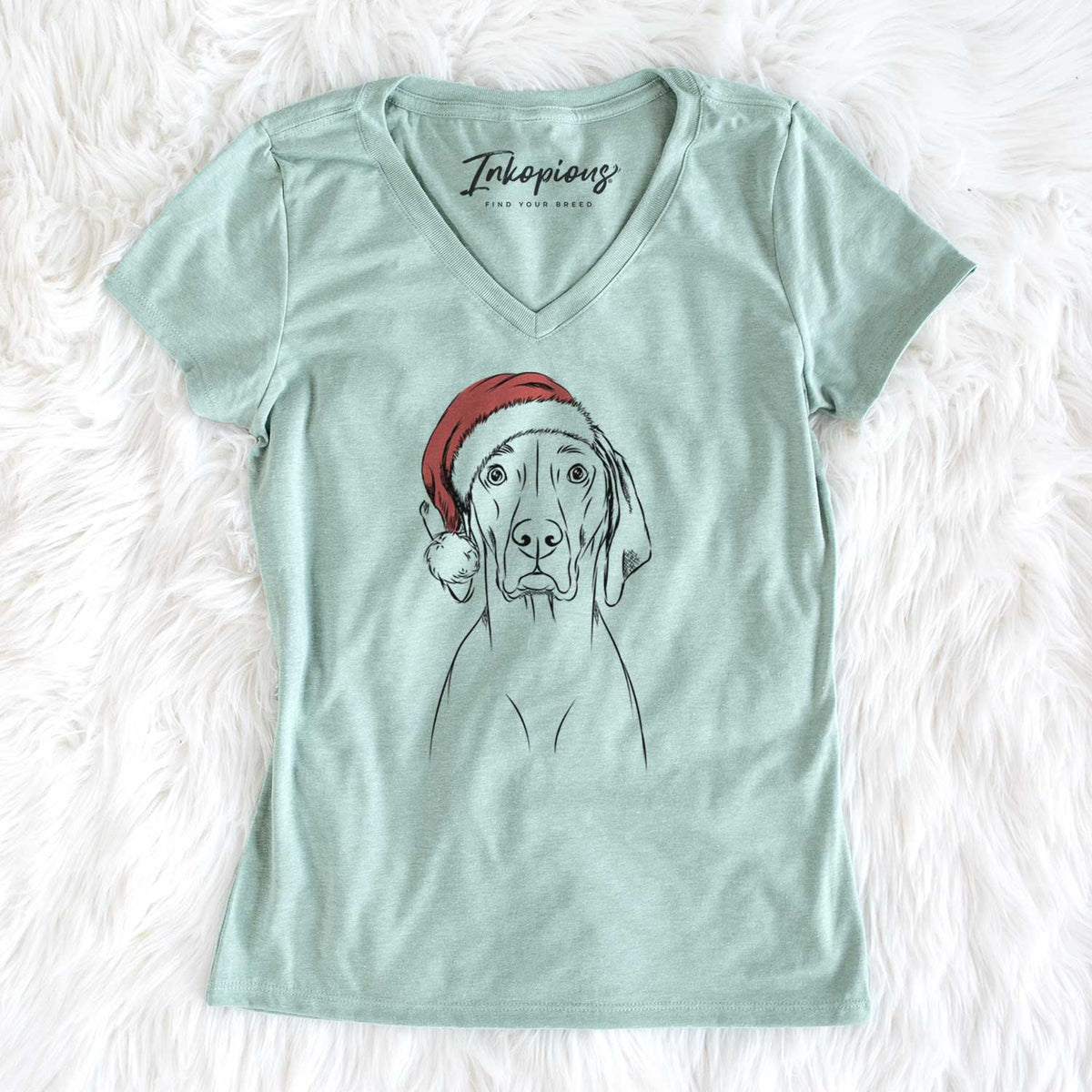 Santa Flint the Weimaraner - Women's V-neck Shirt