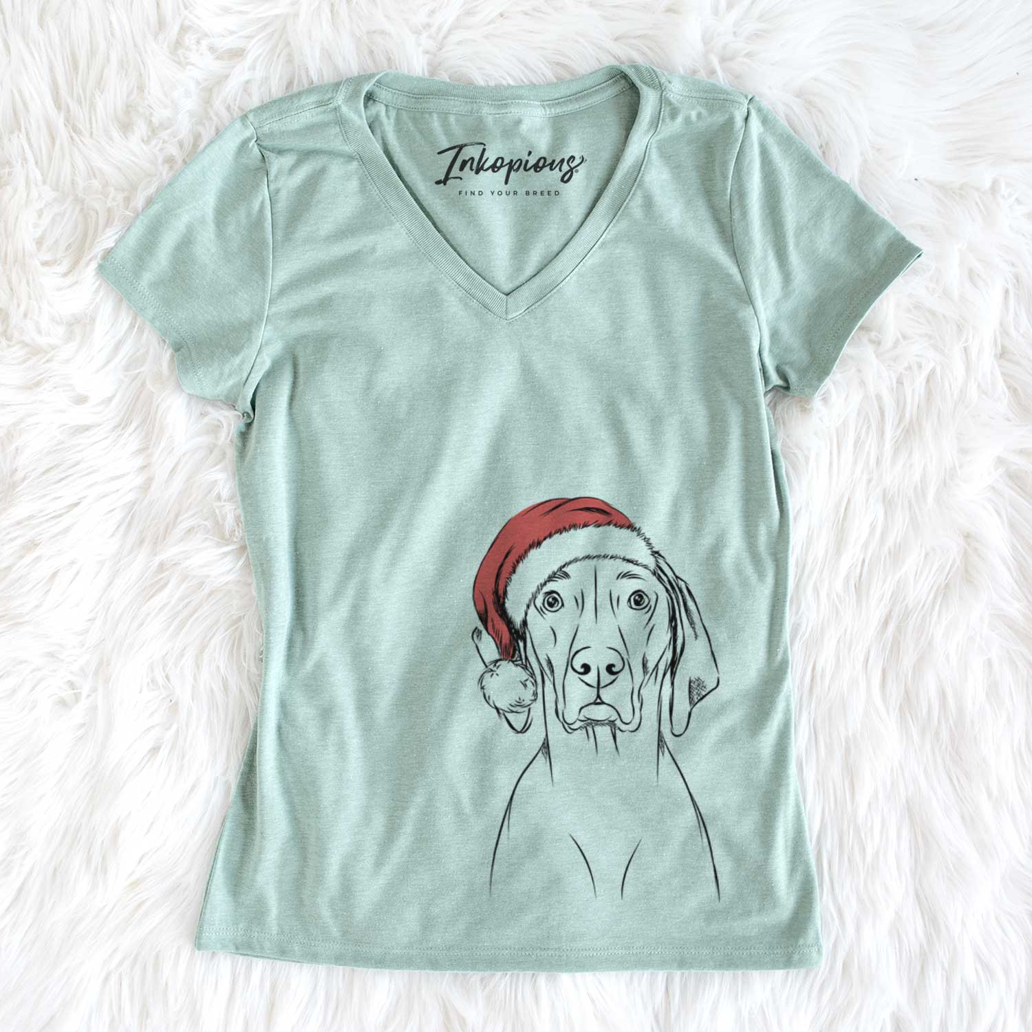 Santa Flint the Weimaraner - Women's V-neck Shirt