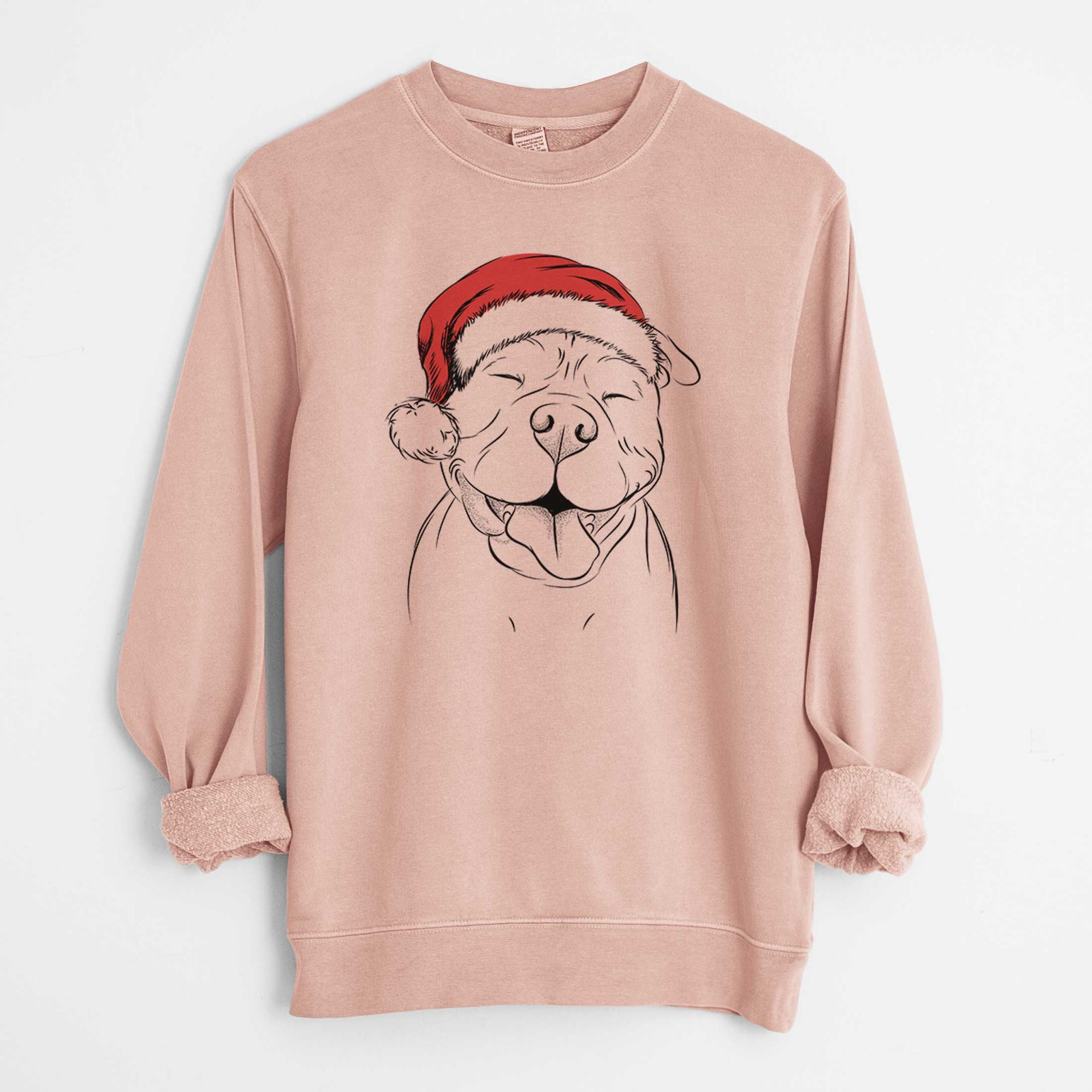 Santa Floki the American Bully - Unisex Pigment Dyed Crew Sweatshirt