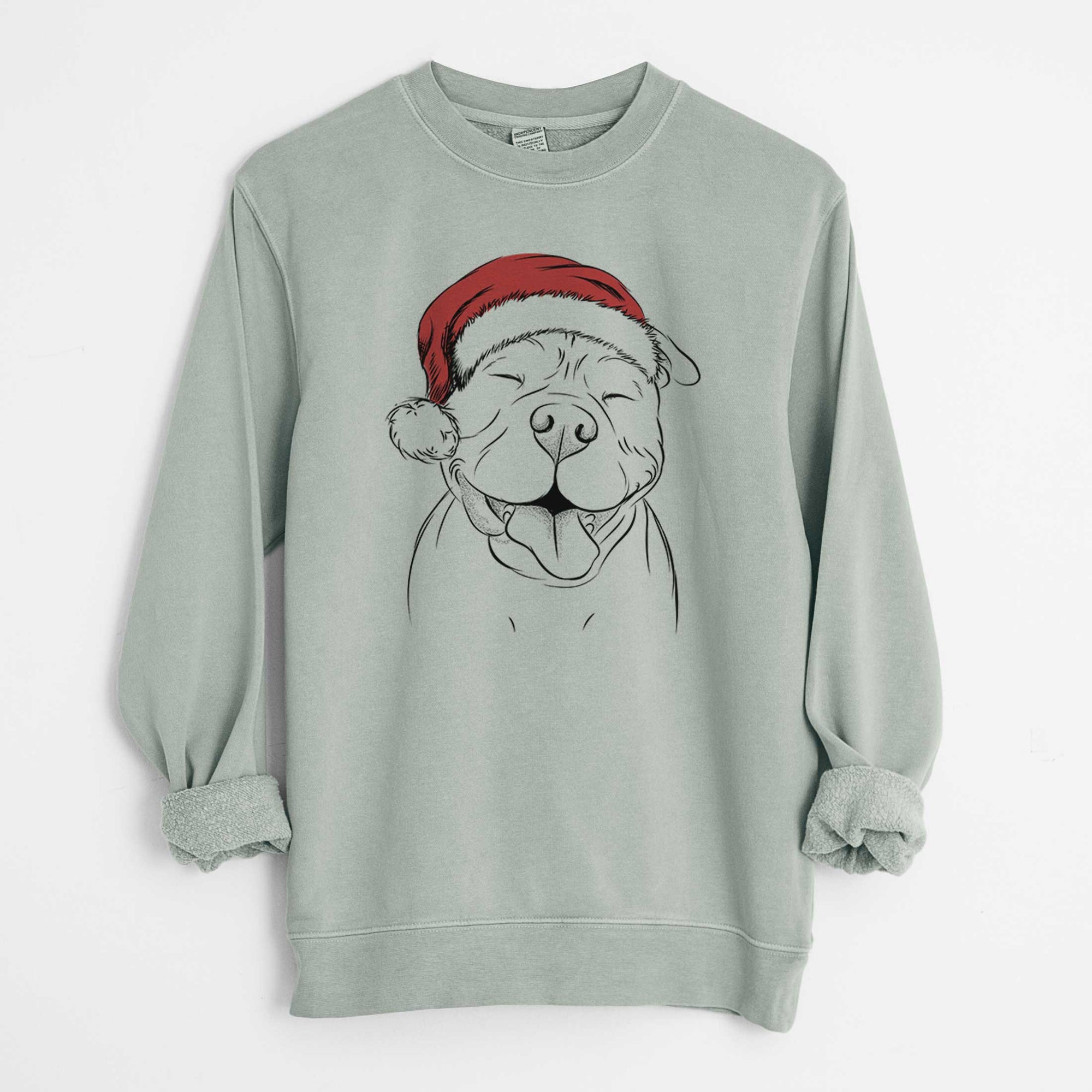 Santa Floki the American Bully - Unisex Pigment Dyed Crew Sweatshirt