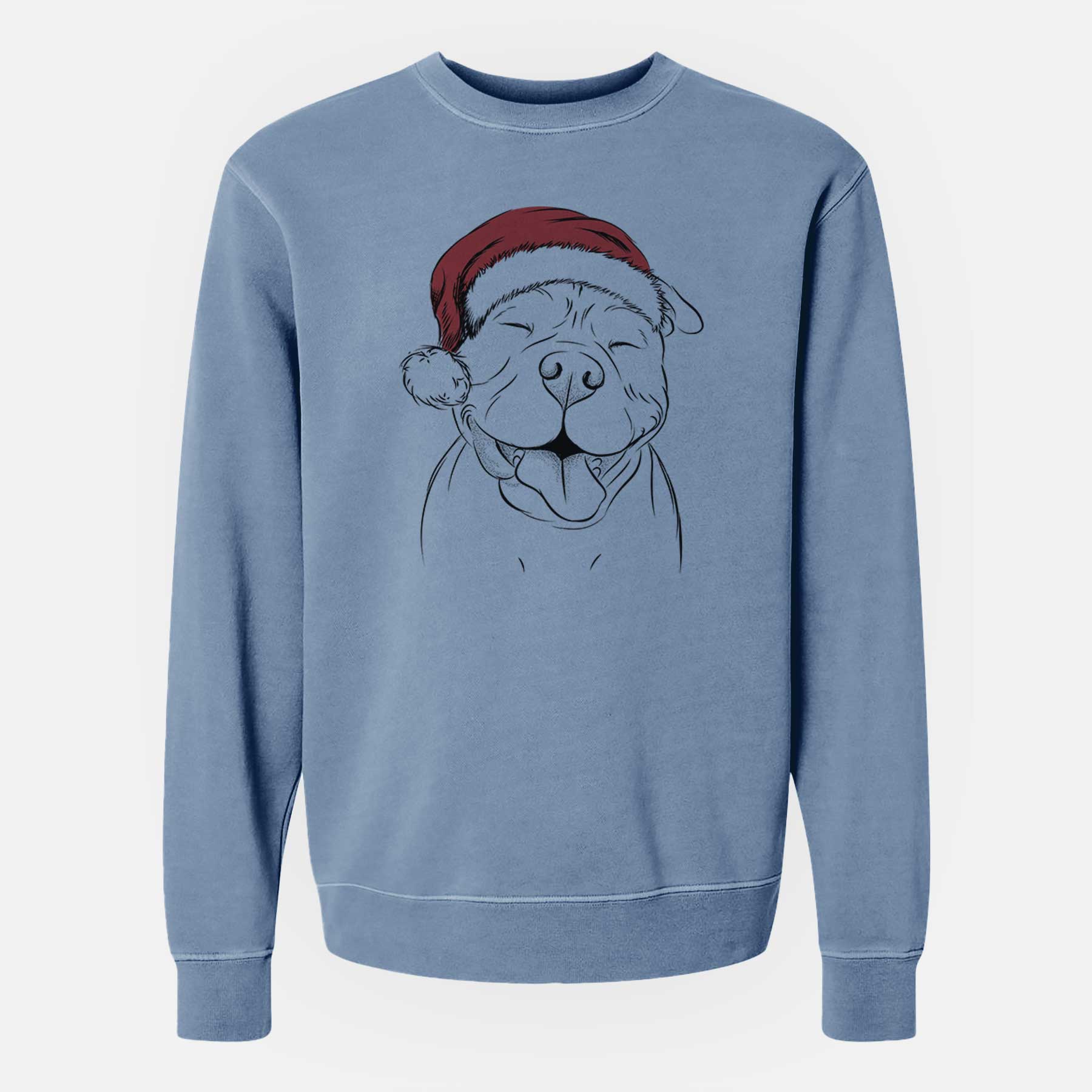 Santa Floki the American Bully - Unisex Pigment Dyed Crew Sweatshirt