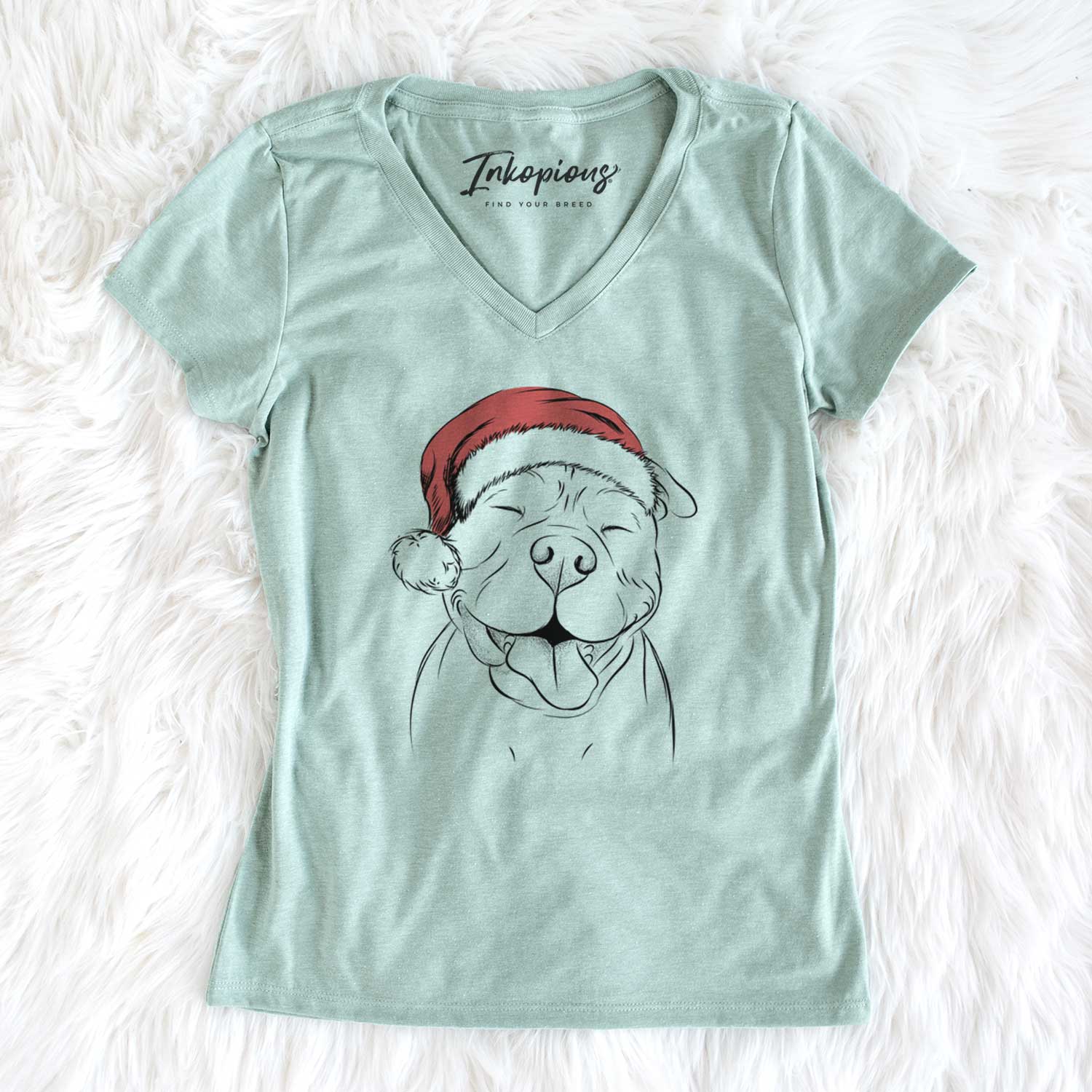 Santa Floki the American Bully - Women's V-neck Shirt