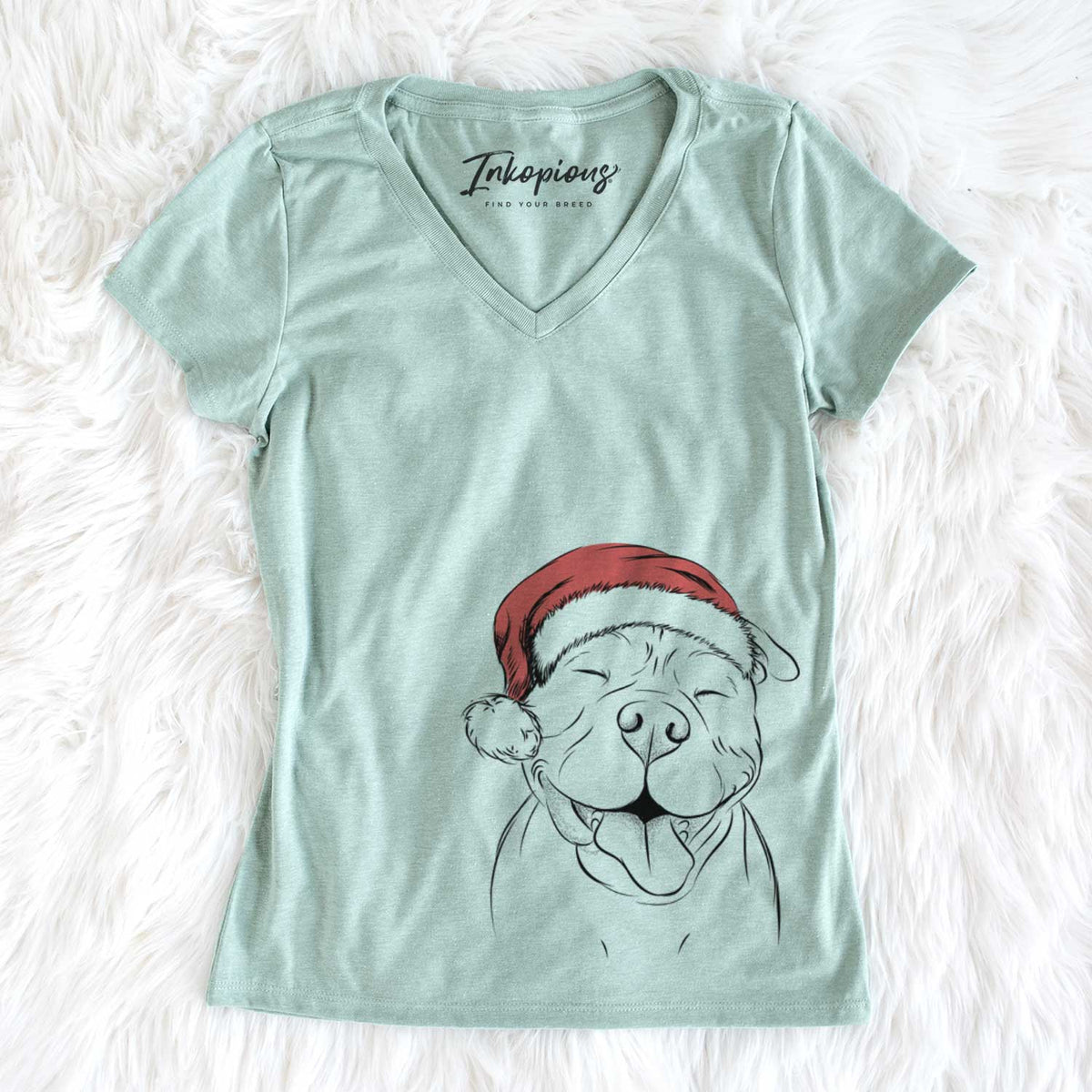 Santa Floki the American Bully - Women&#39;s V-neck Shirt