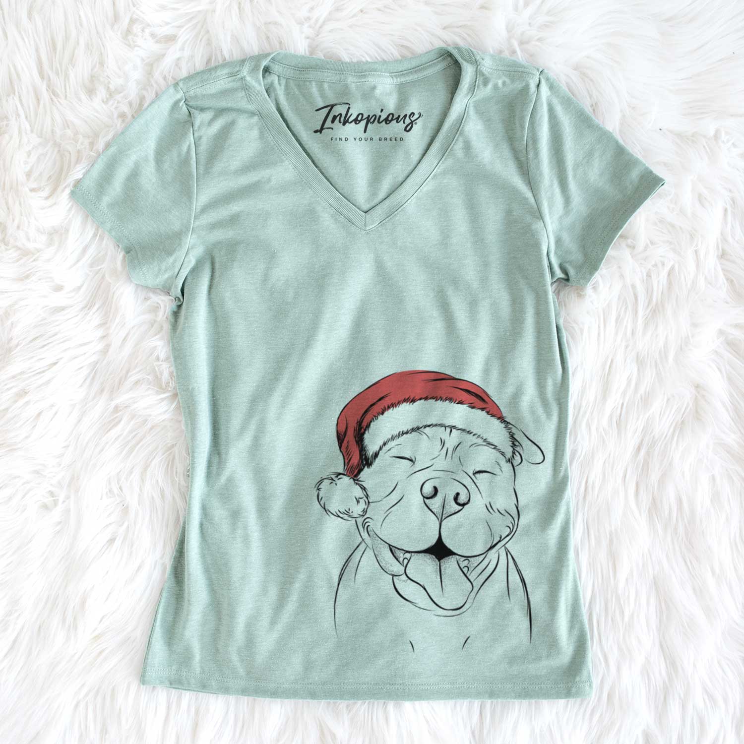 Santa Floki the American Bully - Women's V-neck Shirt