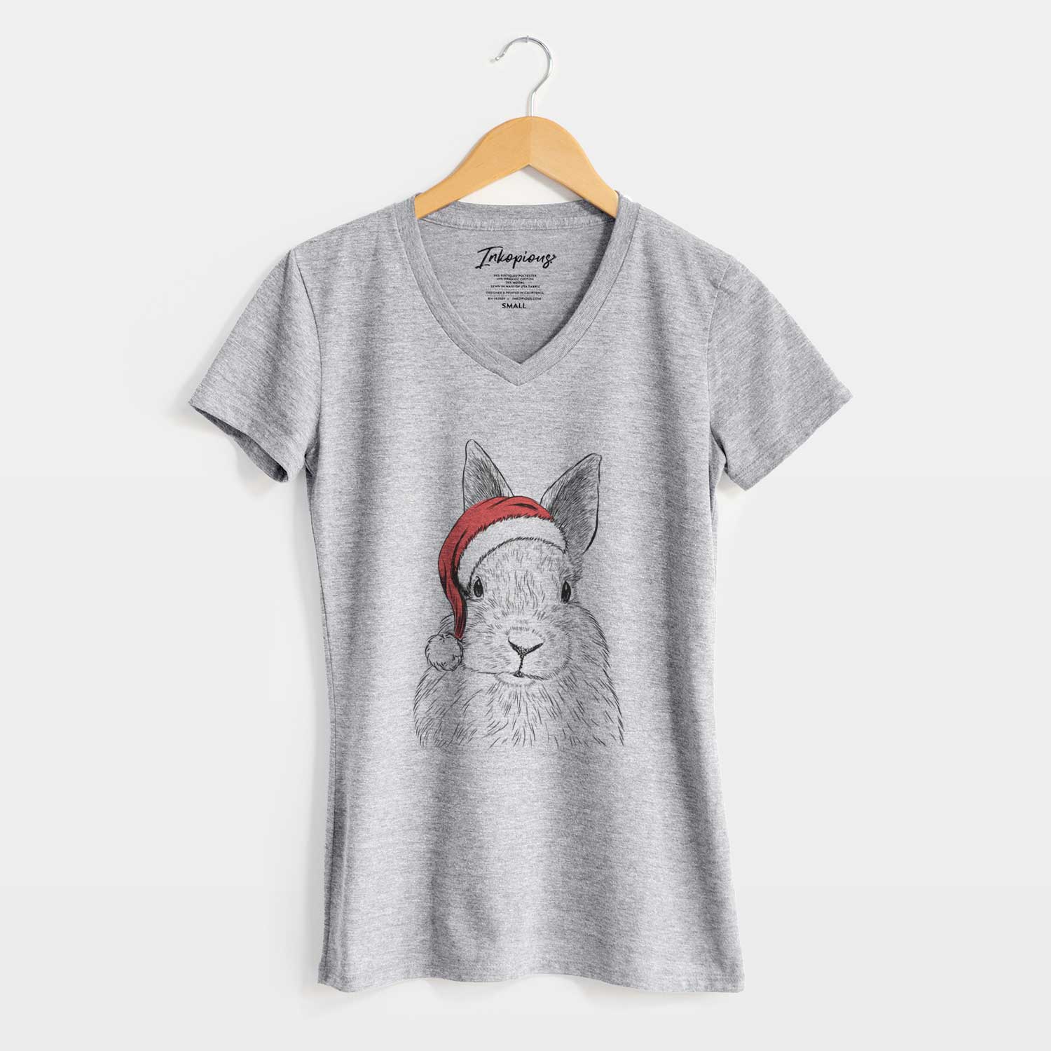 Santa Flower the Rex Rabbit - Women's V-neck Shirt