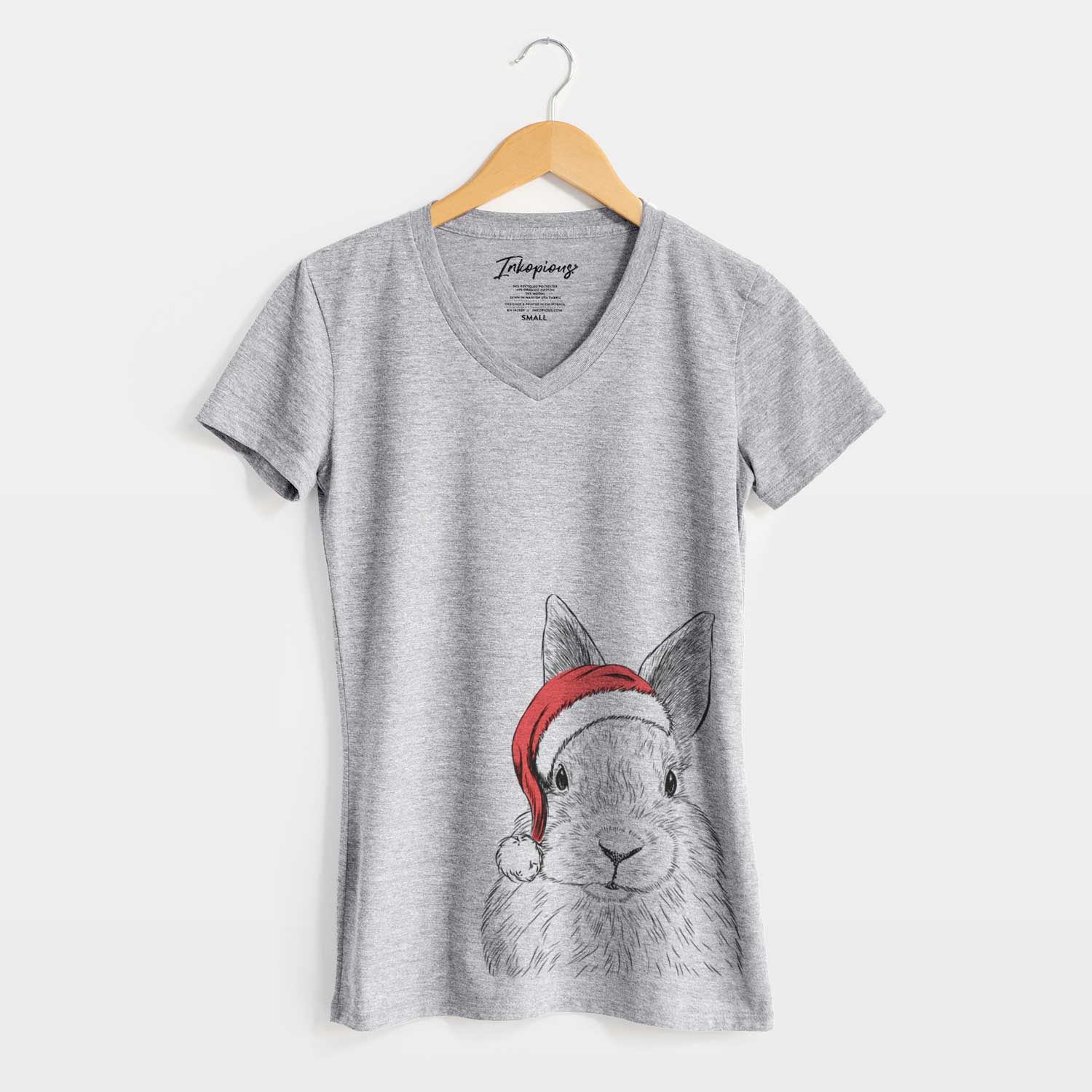 Santa Flower the Rex Rabbit - Women's V-neck Shirt