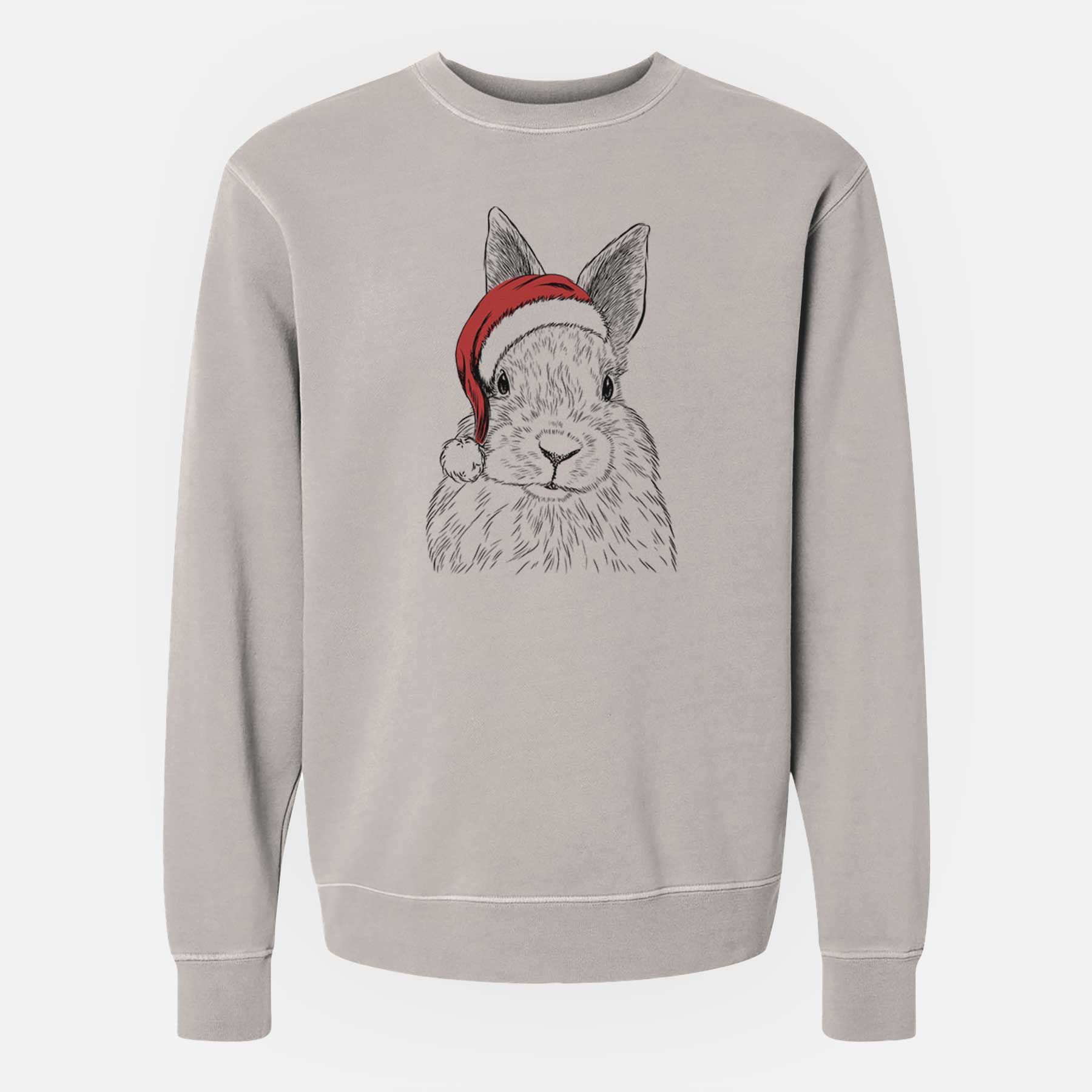 Santa Flower the Rex Rabbit - Unisex Pigment Dyed Crew Sweatshirt