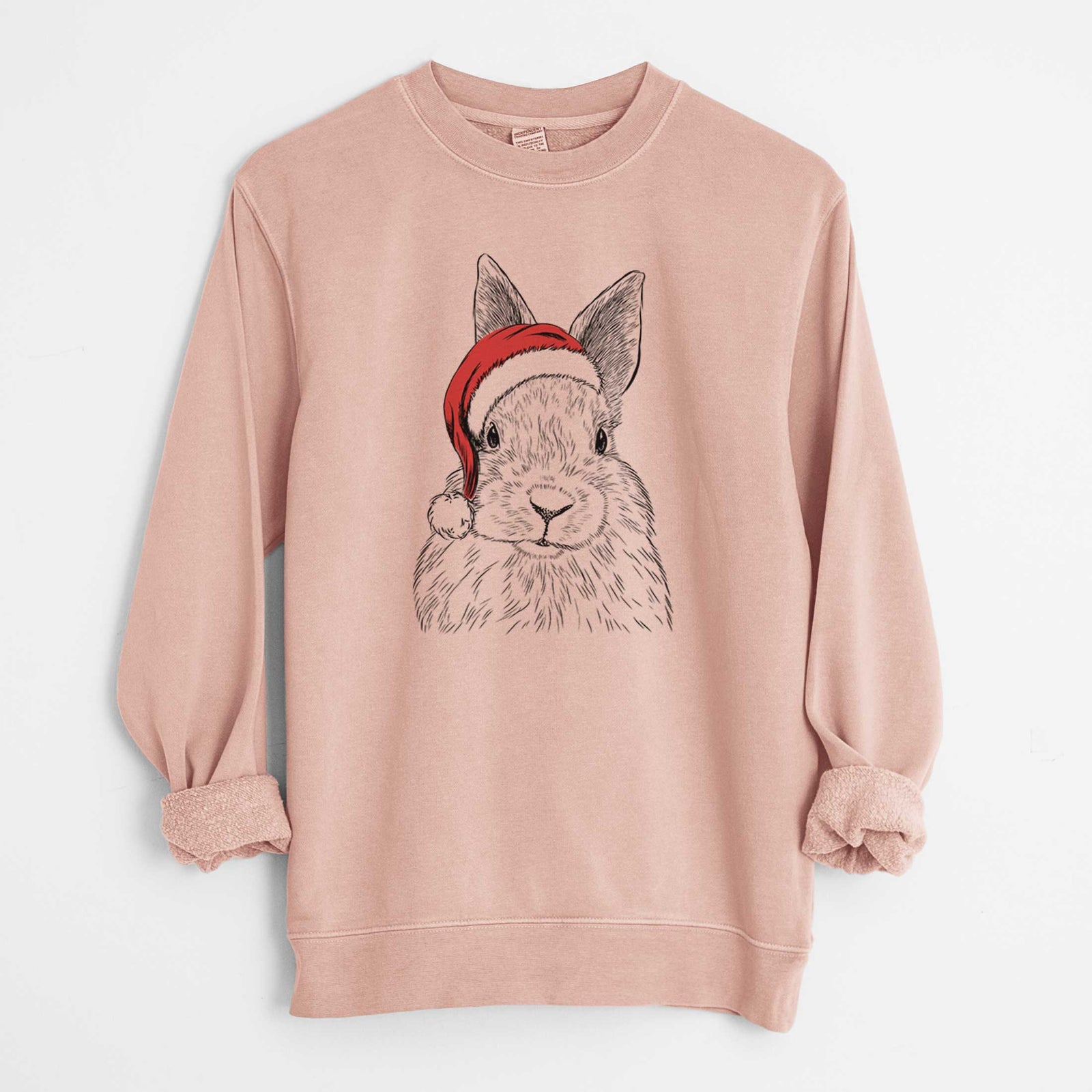 Santa Flower the Rex Rabbit - Unisex Pigment Dyed Crew Sweatshirt