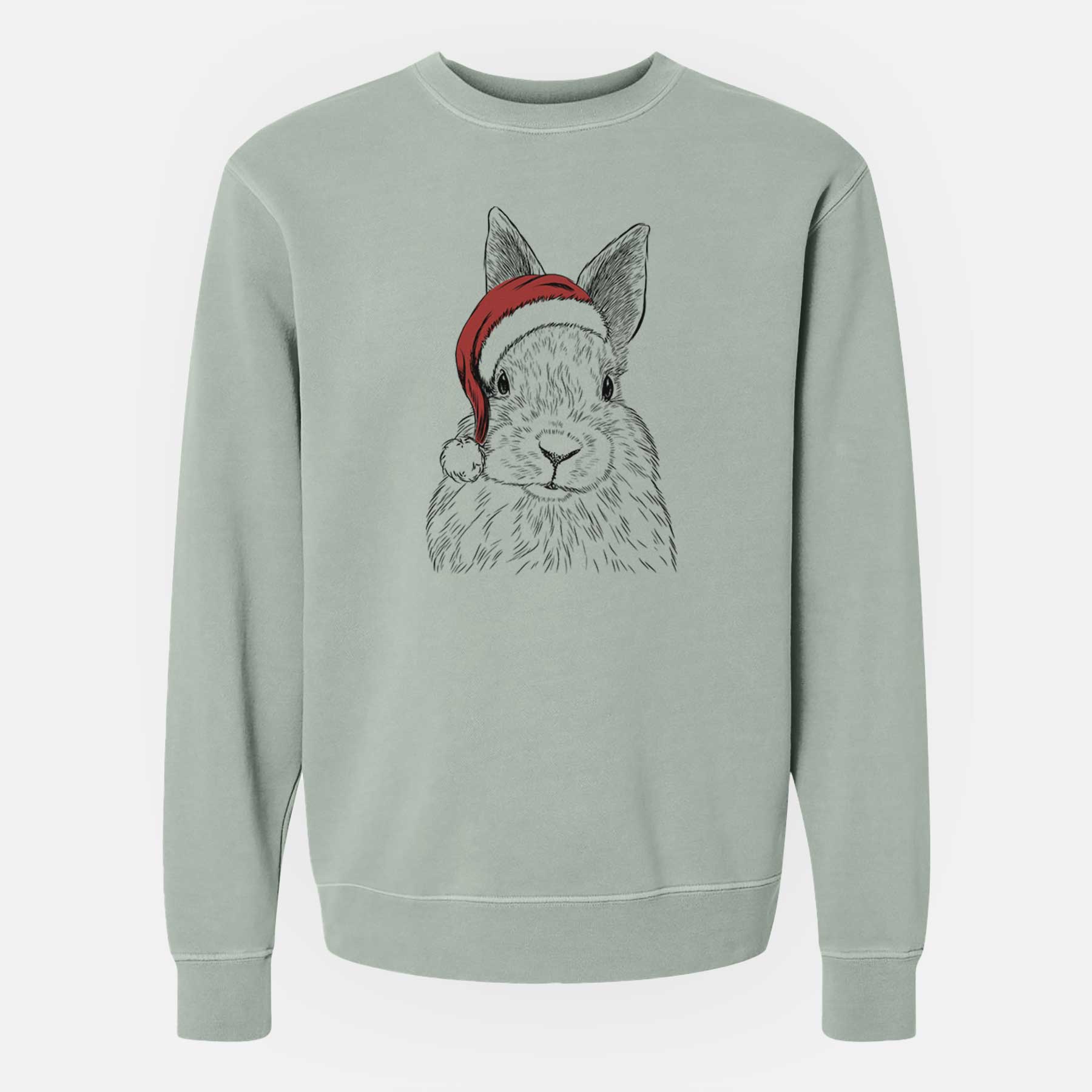 Santa Flower the Rex Rabbit - Unisex Pigment Dyed Crew Sweatshirt