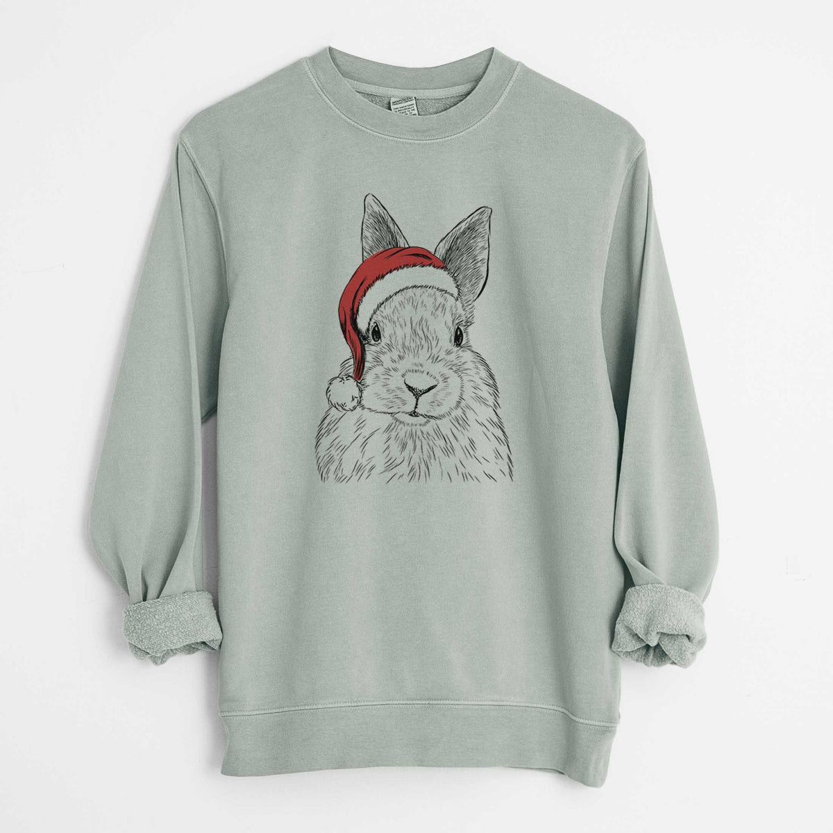 Santa Flower the Rex Rabbit - Unisex Pigment Dyed Crew Sweatshirt